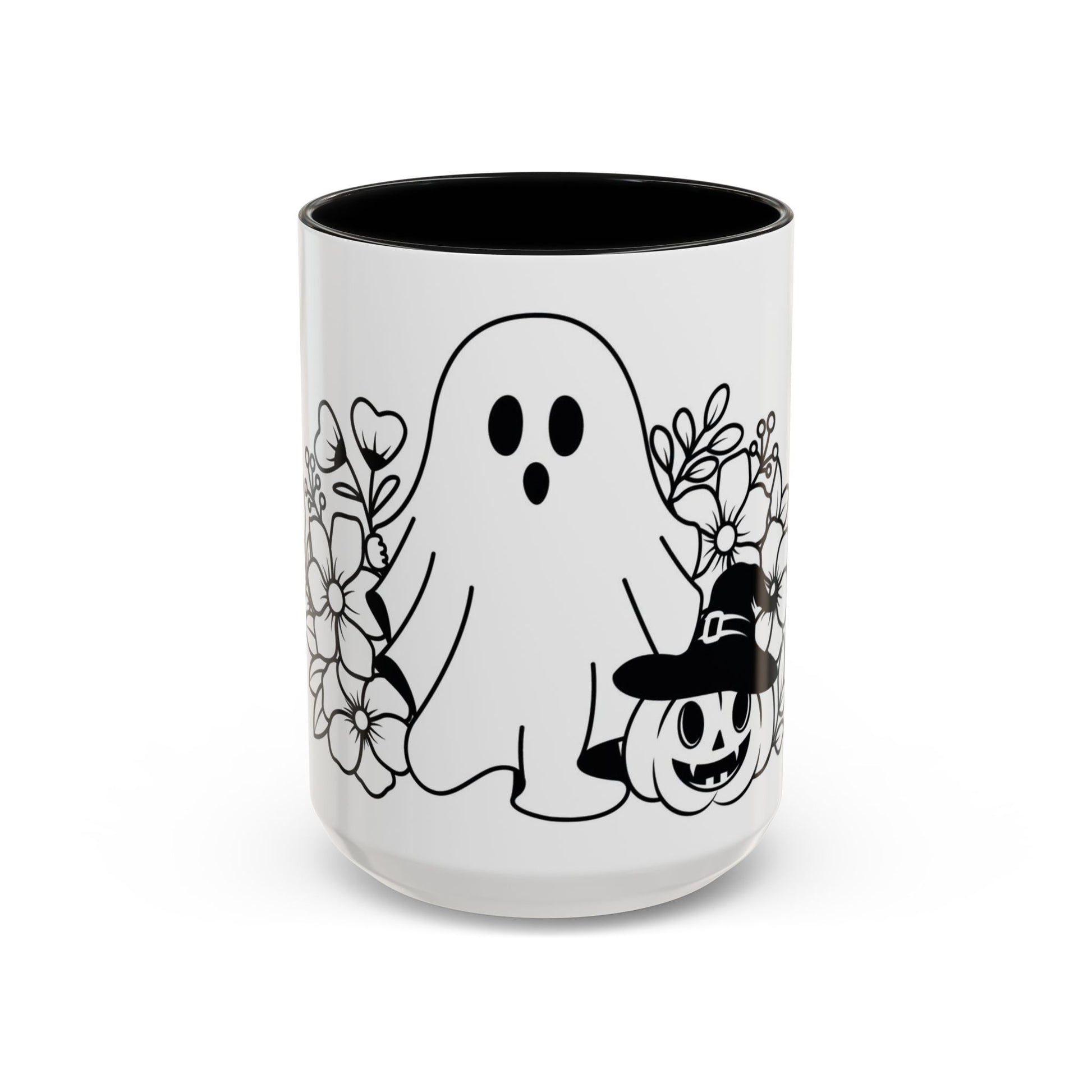 Spooky Halloween Coffee Mug - Ghost and Pumpkin Design