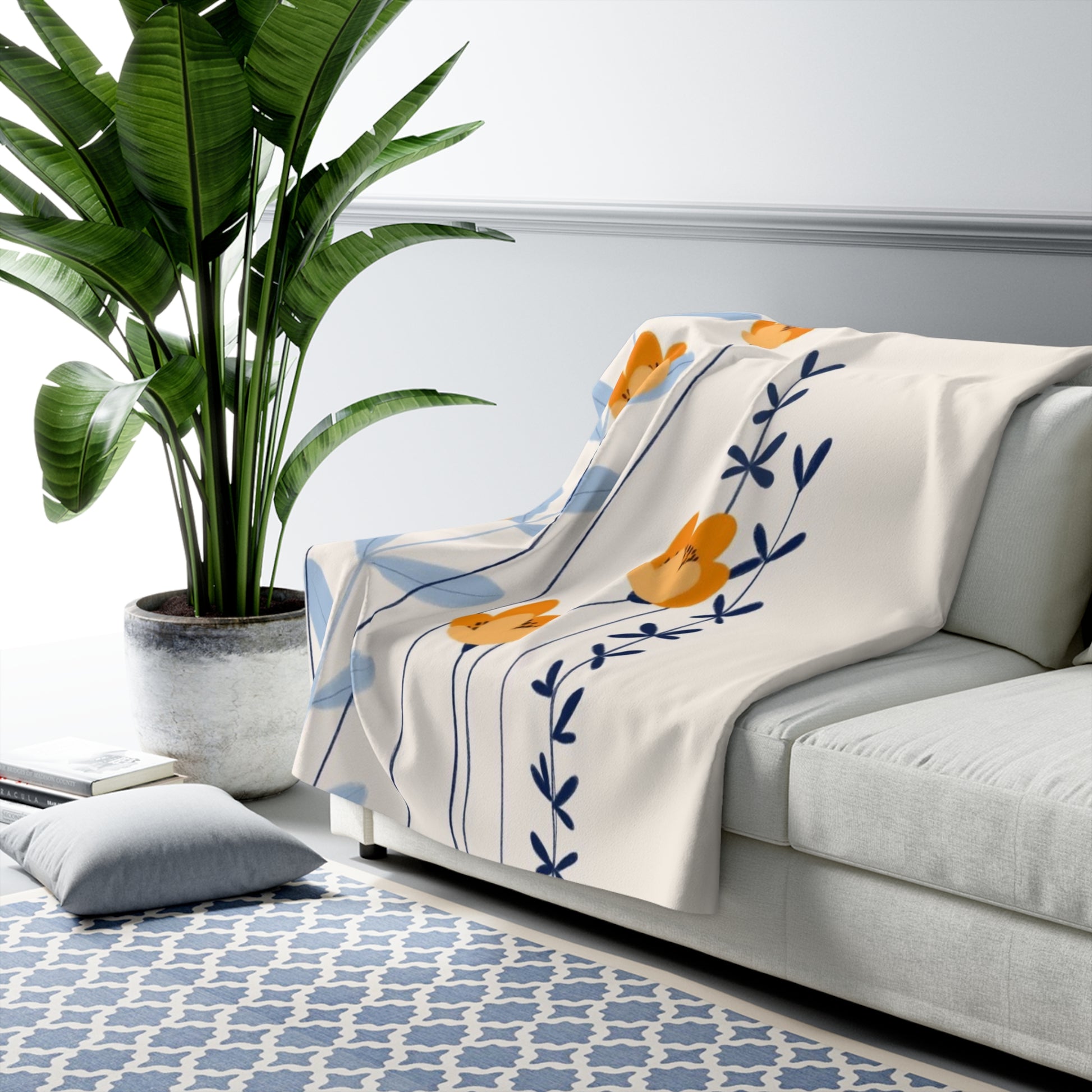Floral Sherpa Fleece Blanket