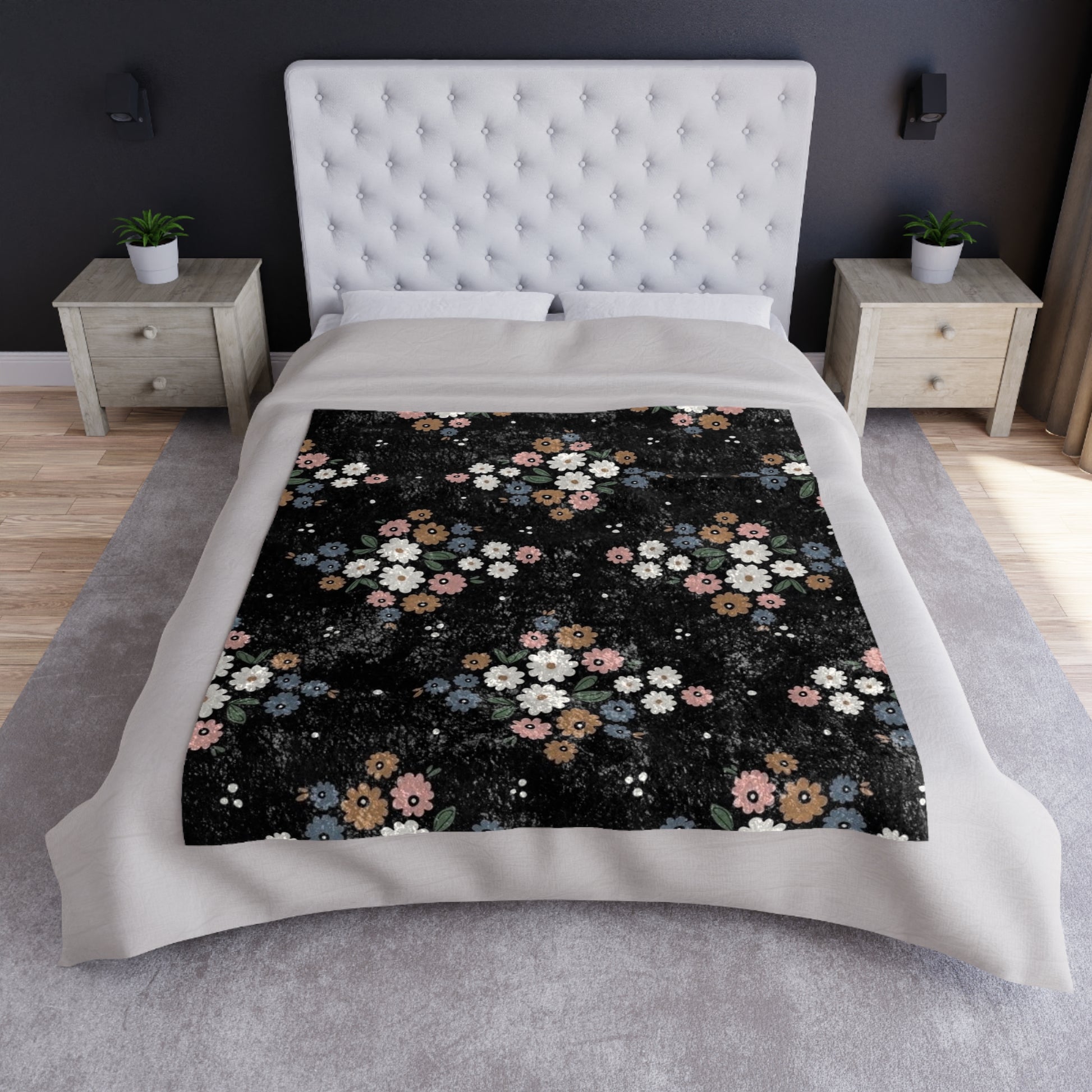 Floral Crushed Velvet Blanket | Cozy Floral Throw
