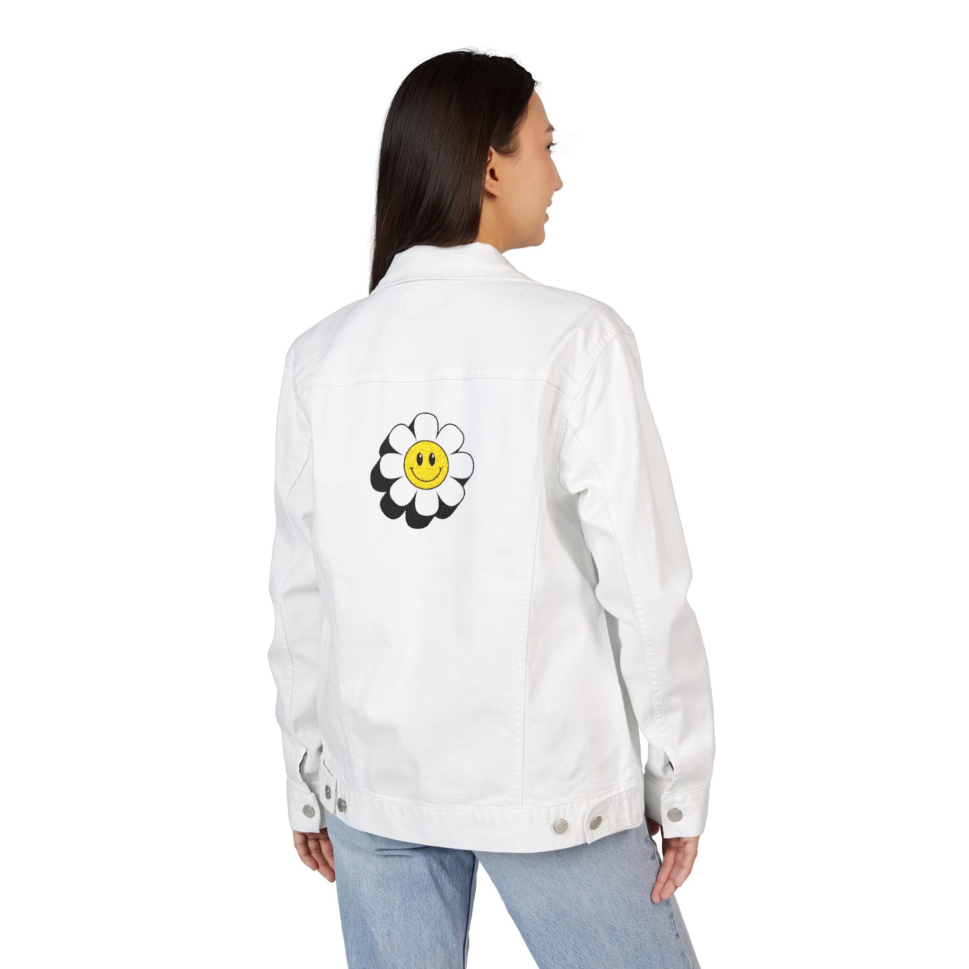 Sunny Flower Embroidered Unisex Denim Jacket