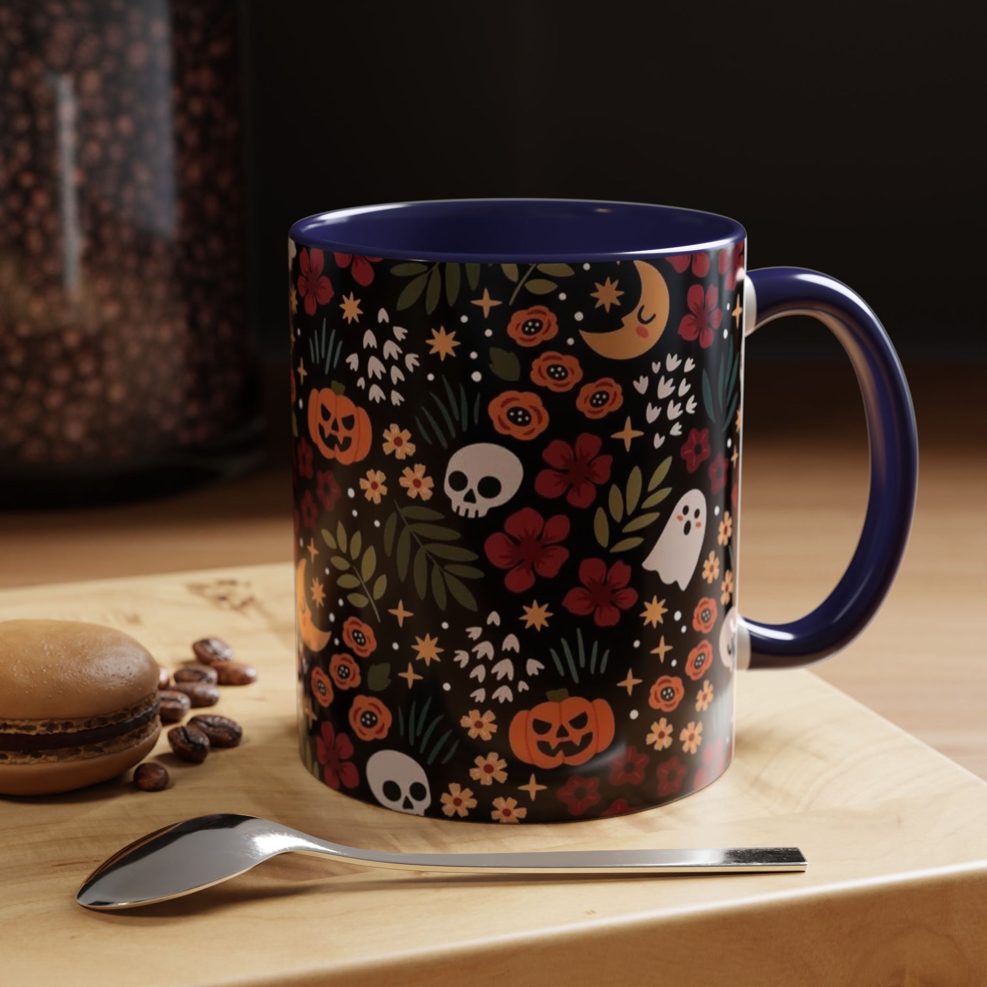 Spooky Floral Accent Coffee Mug - Halloween Gift