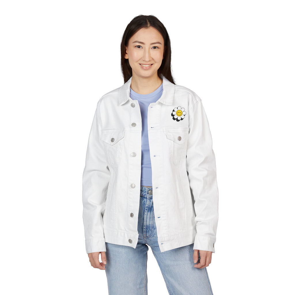 Sunny Flower Embroidered Unisex Denim Jacket