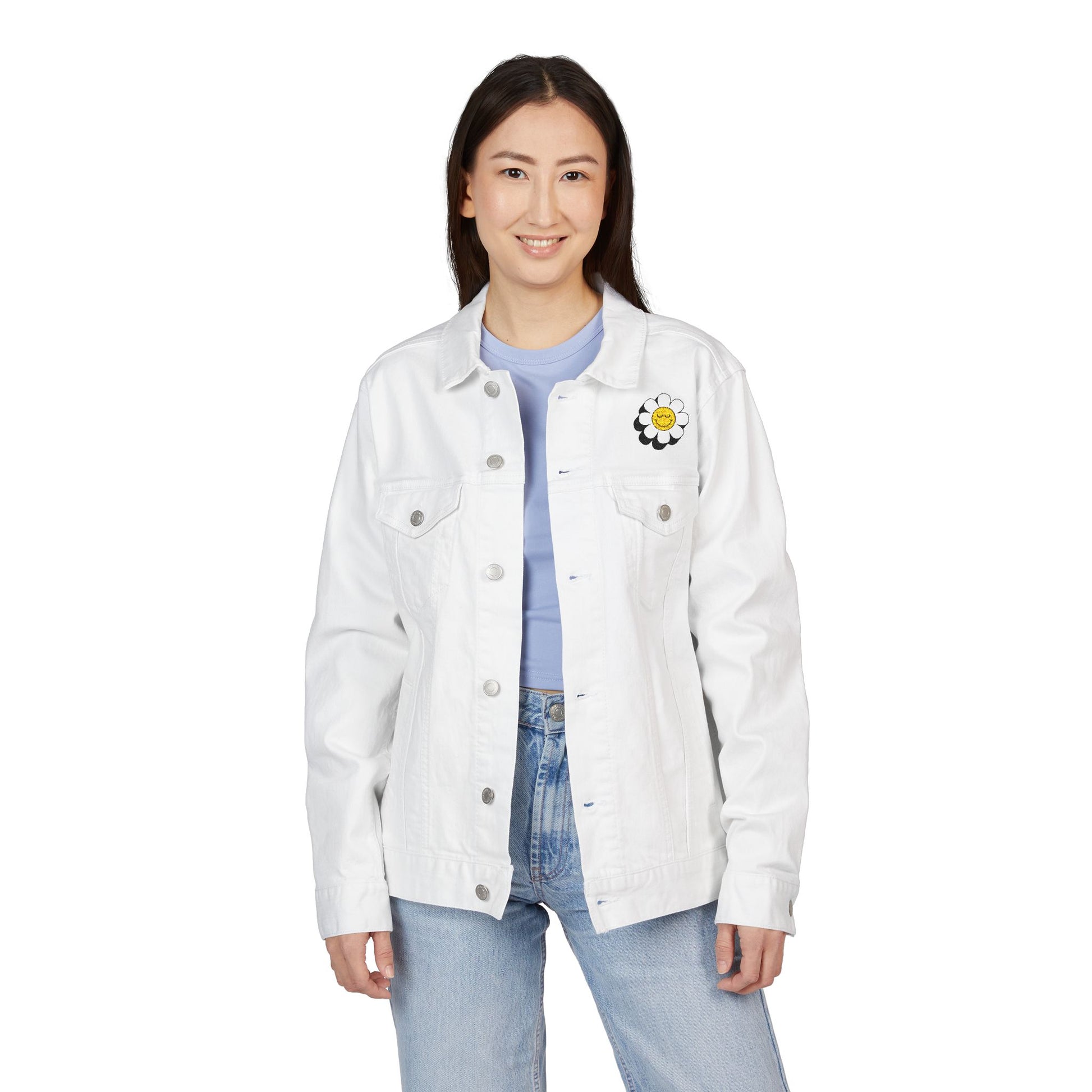 Sunny Flower Embroidered Unisex Denim Jacket