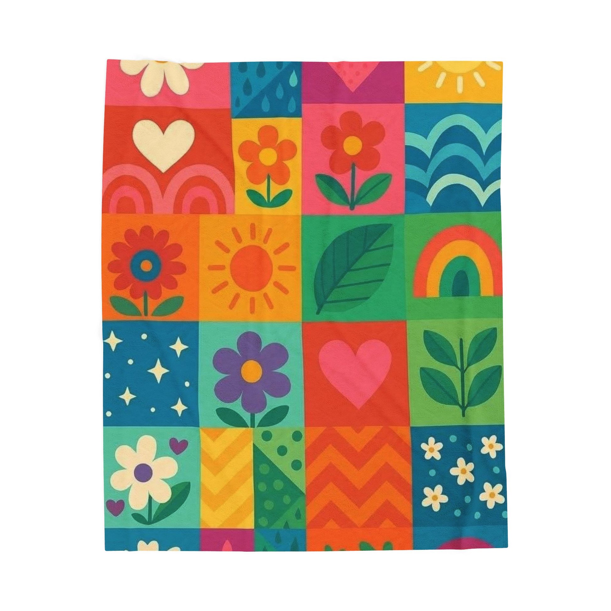 Vibrant Floral Velveteen Plush Blanket - Cozy Throw for Home