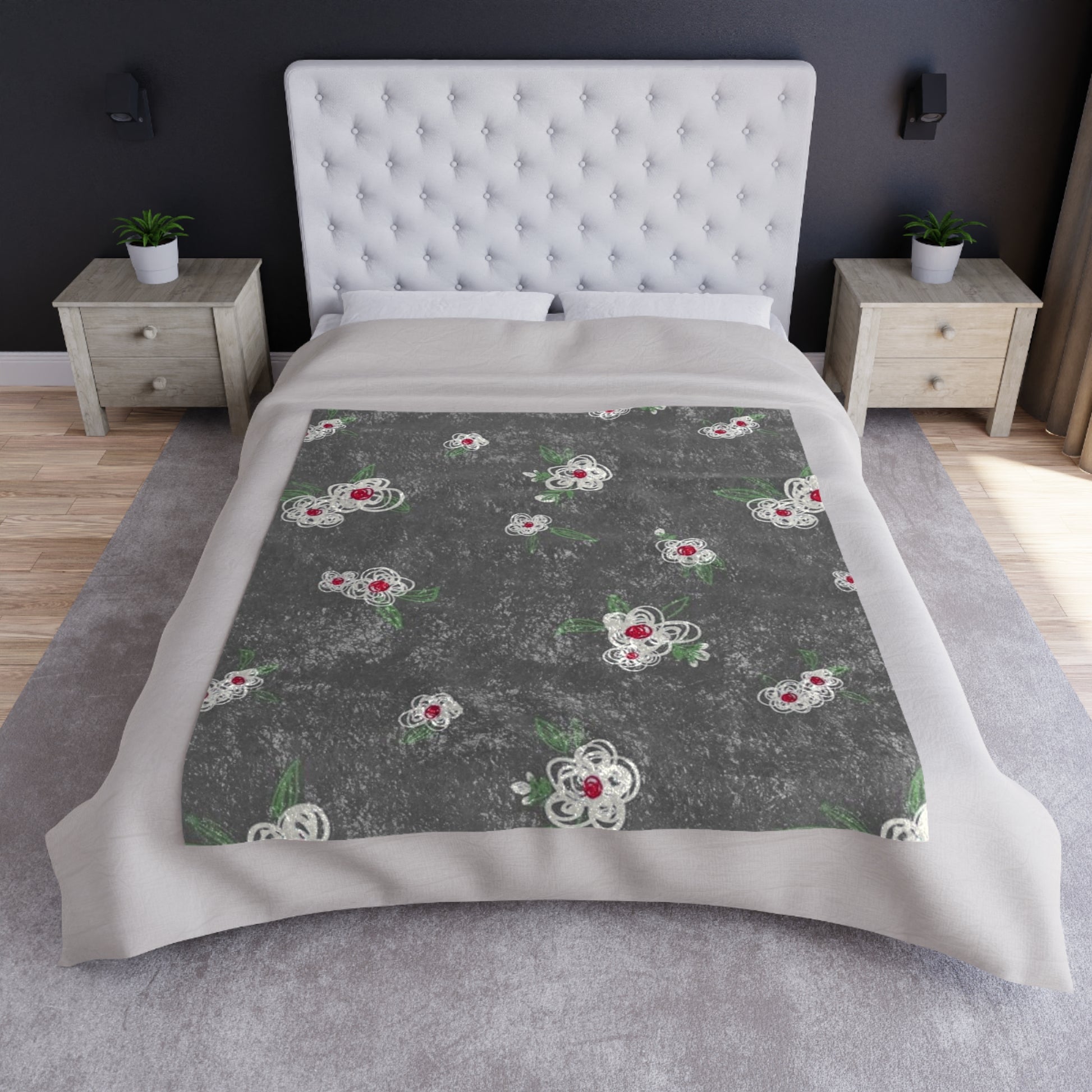 Cozy Floral Crushed Velvet Blanket | Soft Home Decor