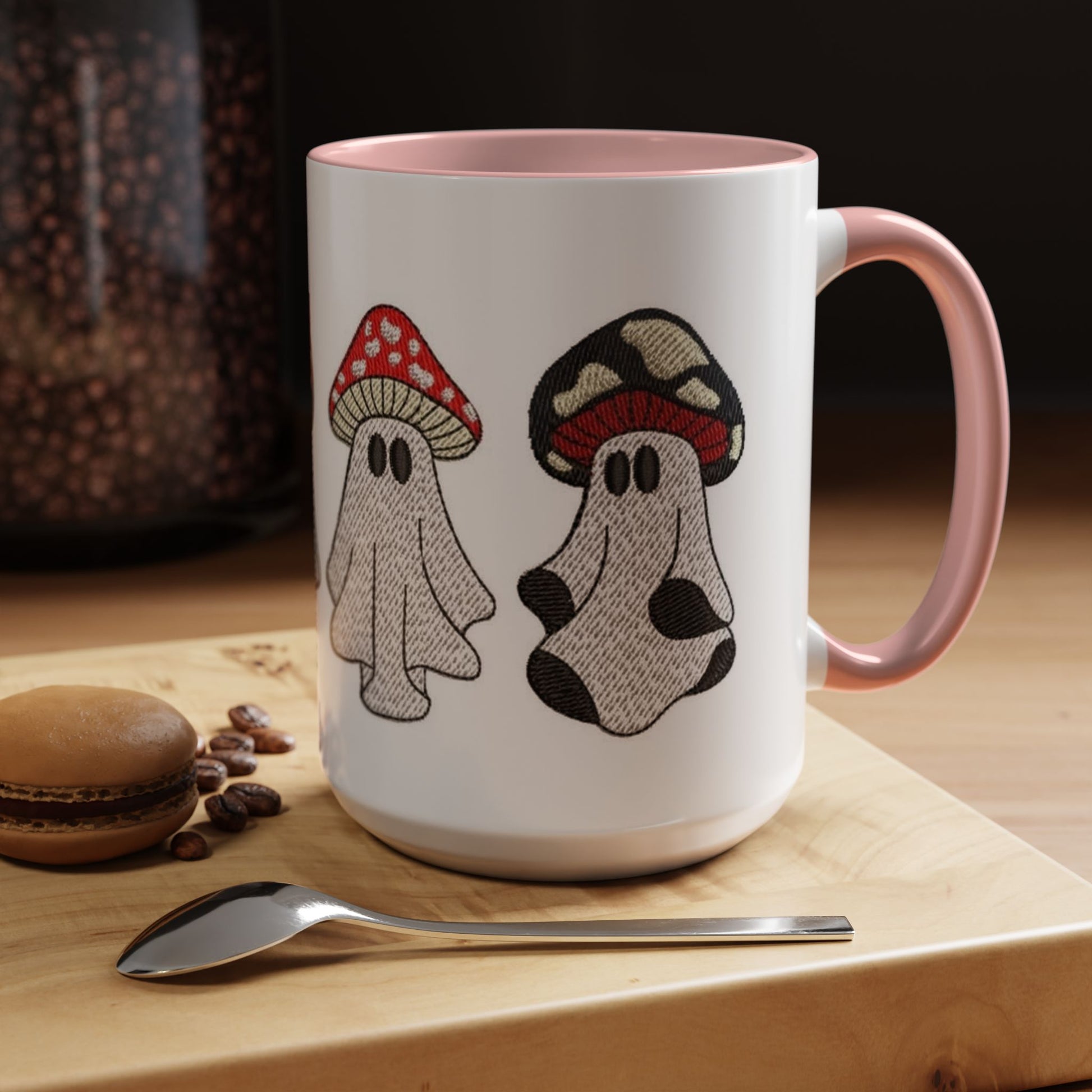 Whimsical Ghost & Mushroom Coffee Mug