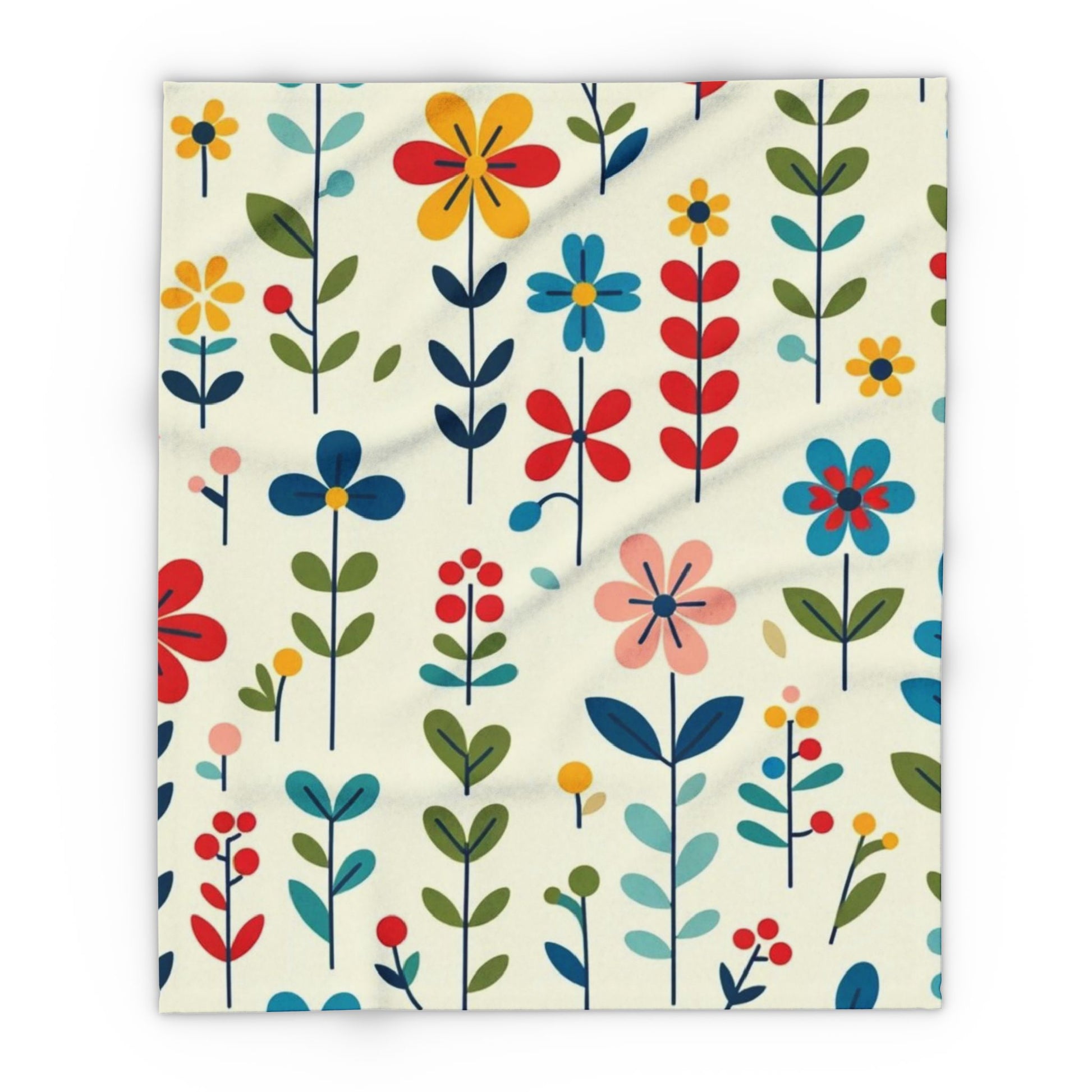 Fleece Blanket - Colorful Flowers Cozy Nature Design
