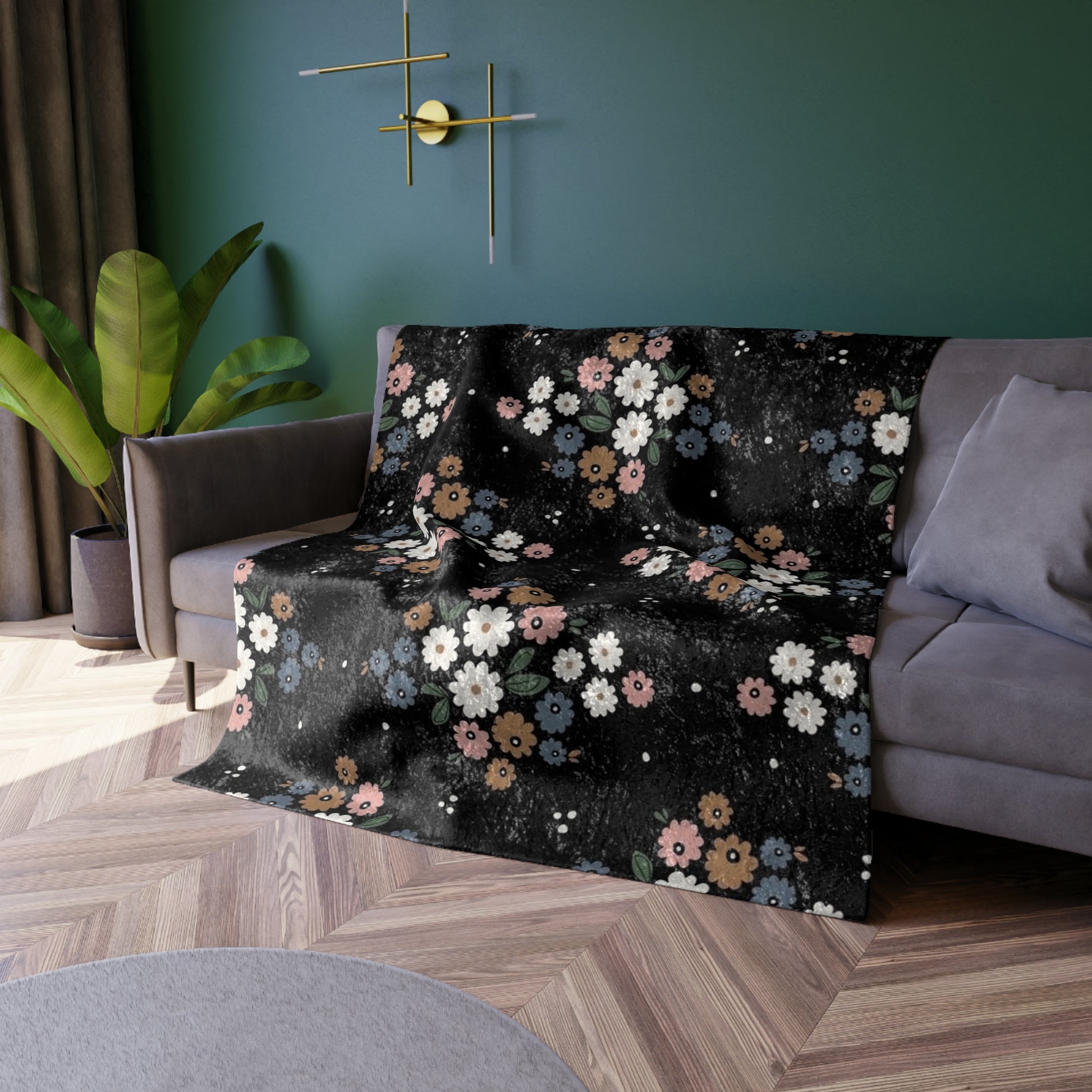 Floral Crushed Velvet Blanket | Cozy Floral Throw