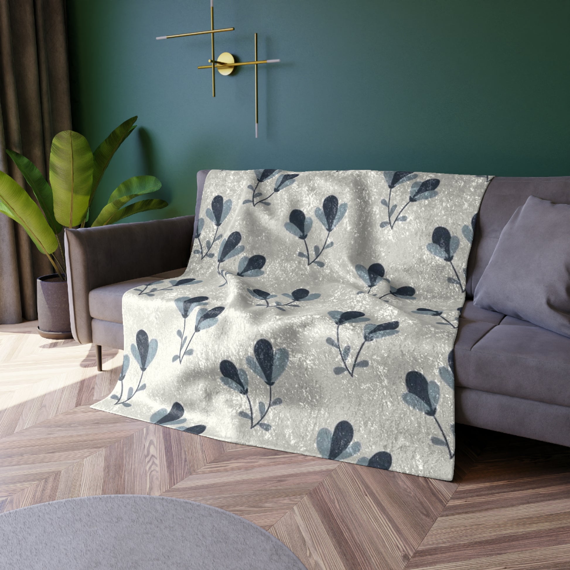 Cozy Botanical Crushed Velvet Blanket | Soft Floral Throw