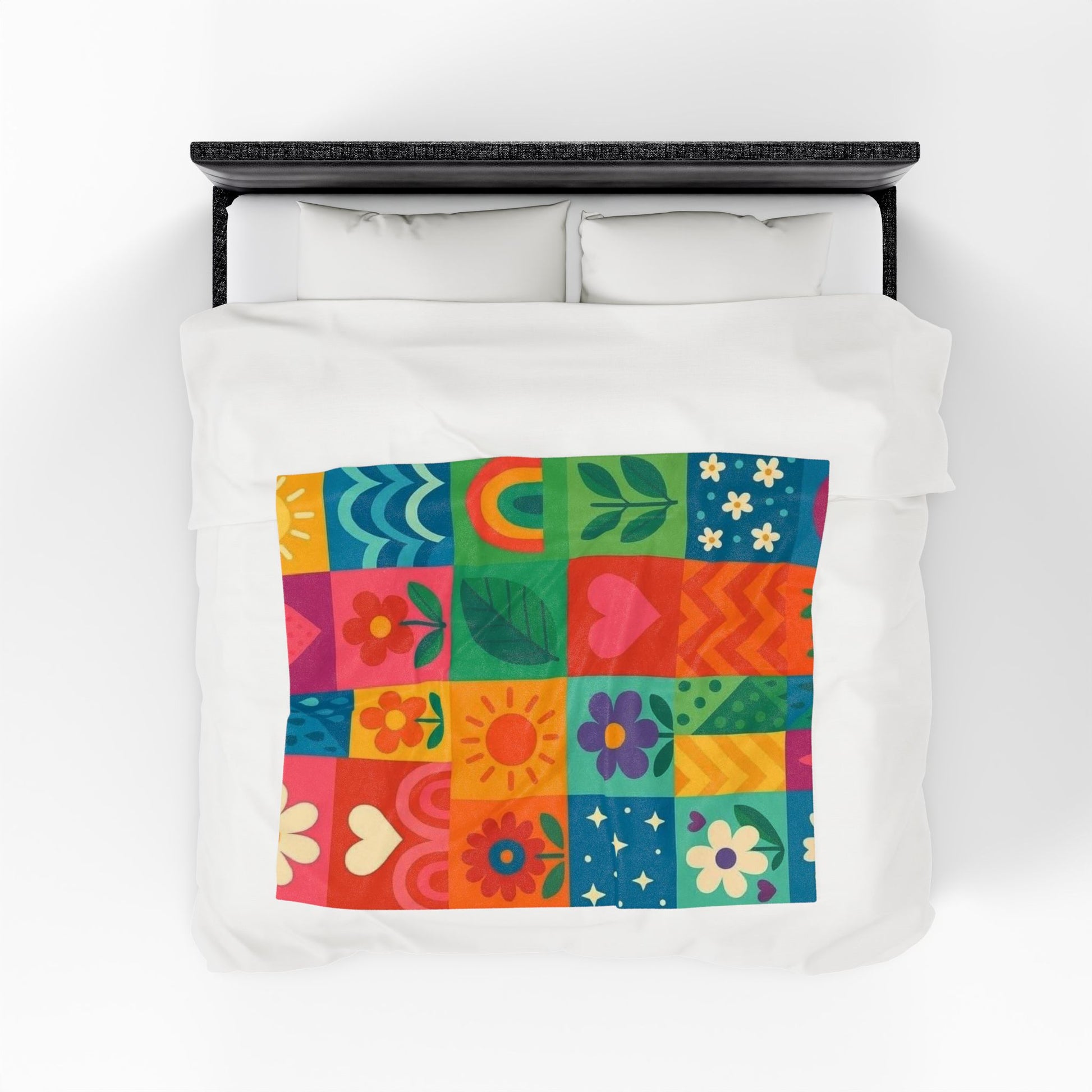 Vibrant Floral Velveteen Plush Blanket - Cozy Throw for Home