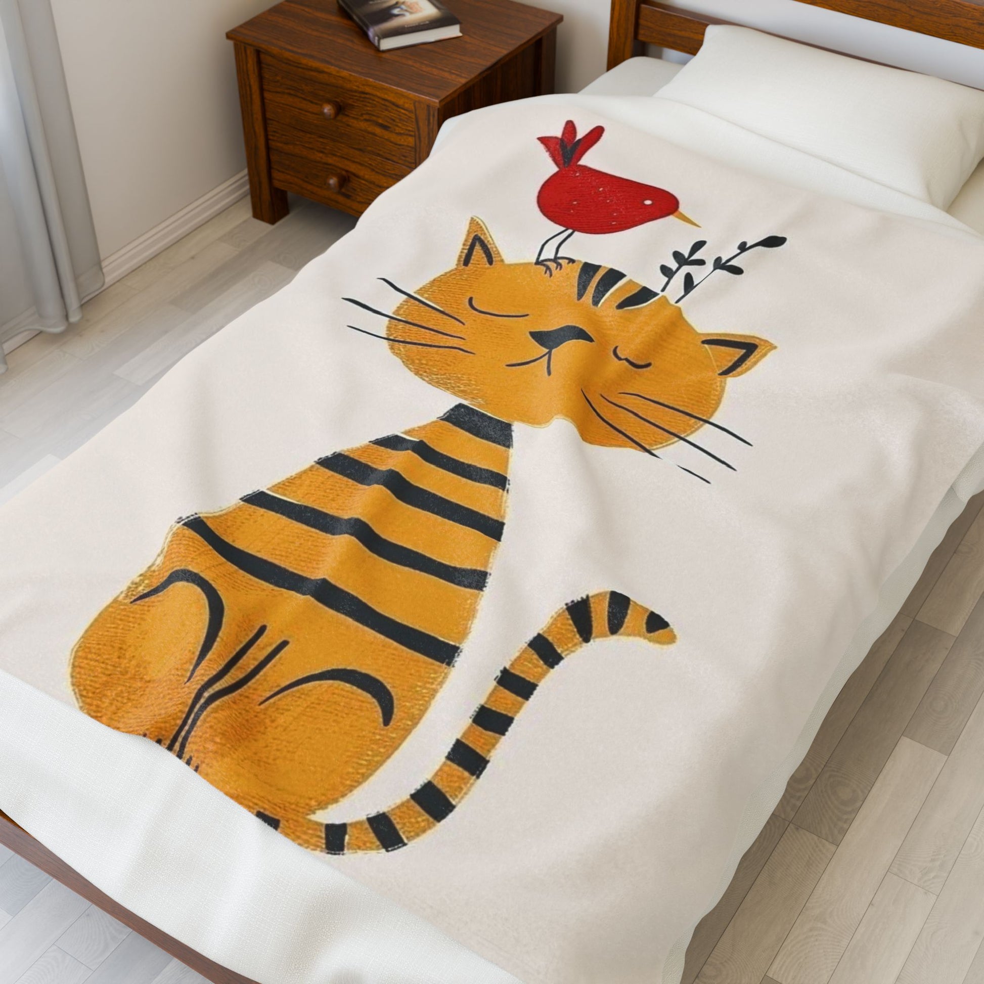 Cozy Velveteen Plush Blanket - Cute Cat Blanket