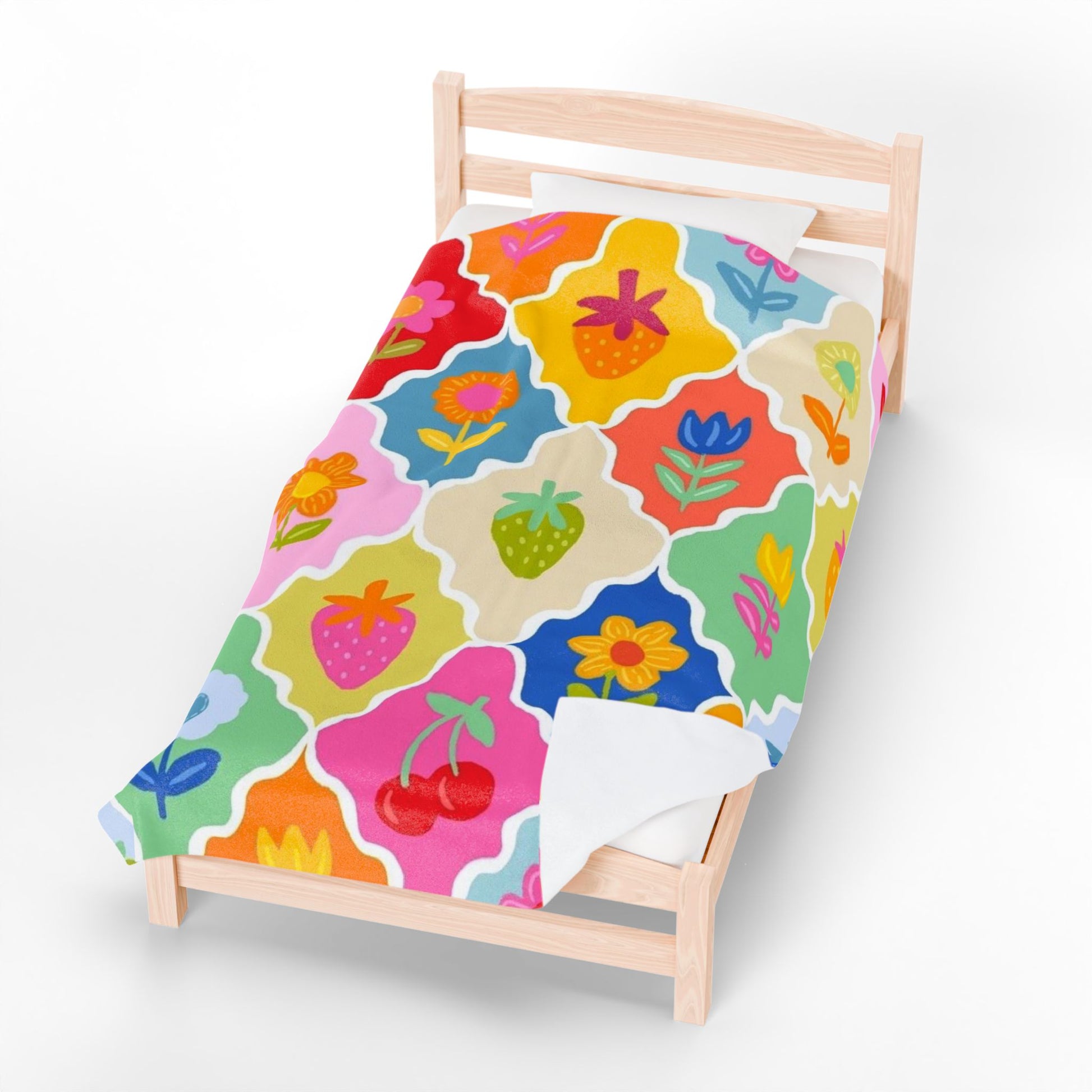 Colorful Floral Velveteen Plush Blanket