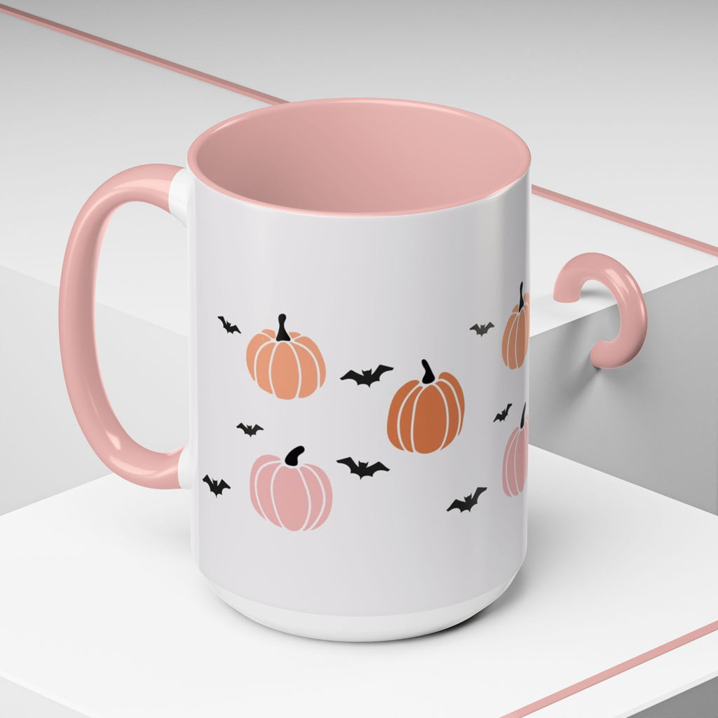 Halloween Accent Coffee Mug with Pumpkins and Bats