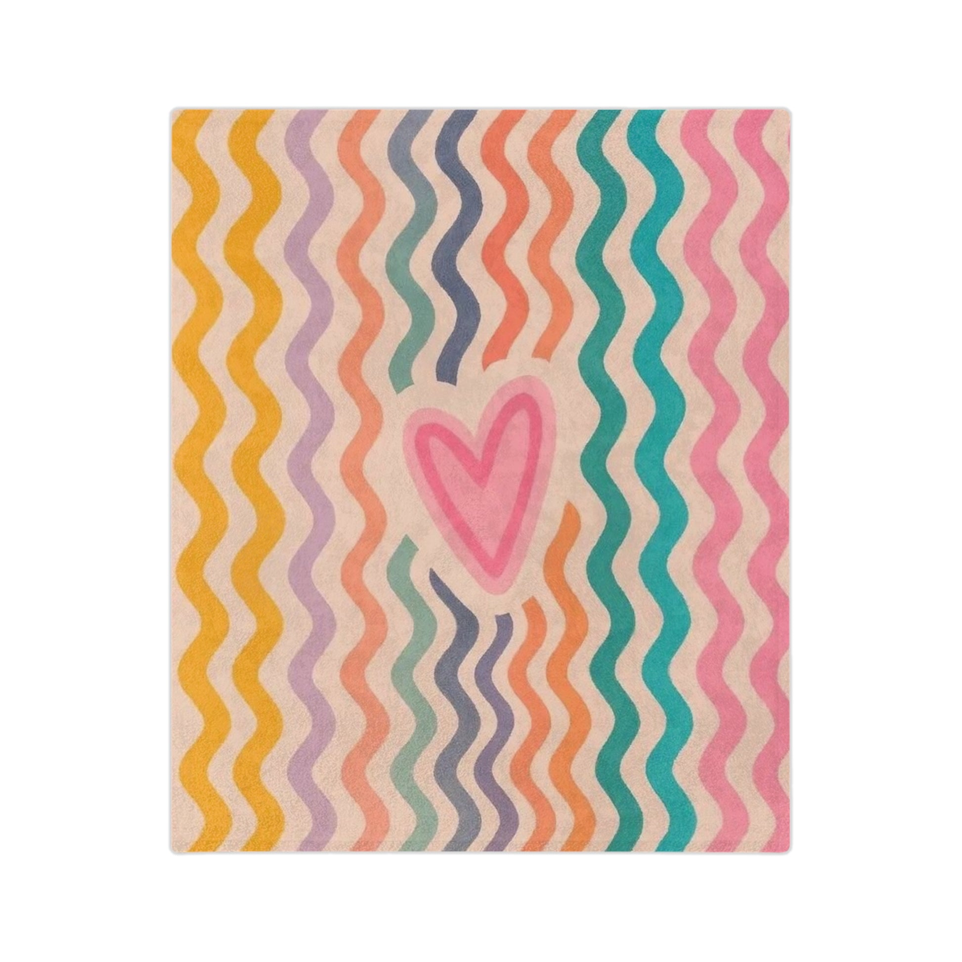 Colorful Heart Pattern Velveteen Microfiber Blanket