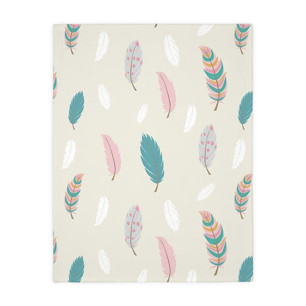 Cozy Velveteen Blanket with Feather Print