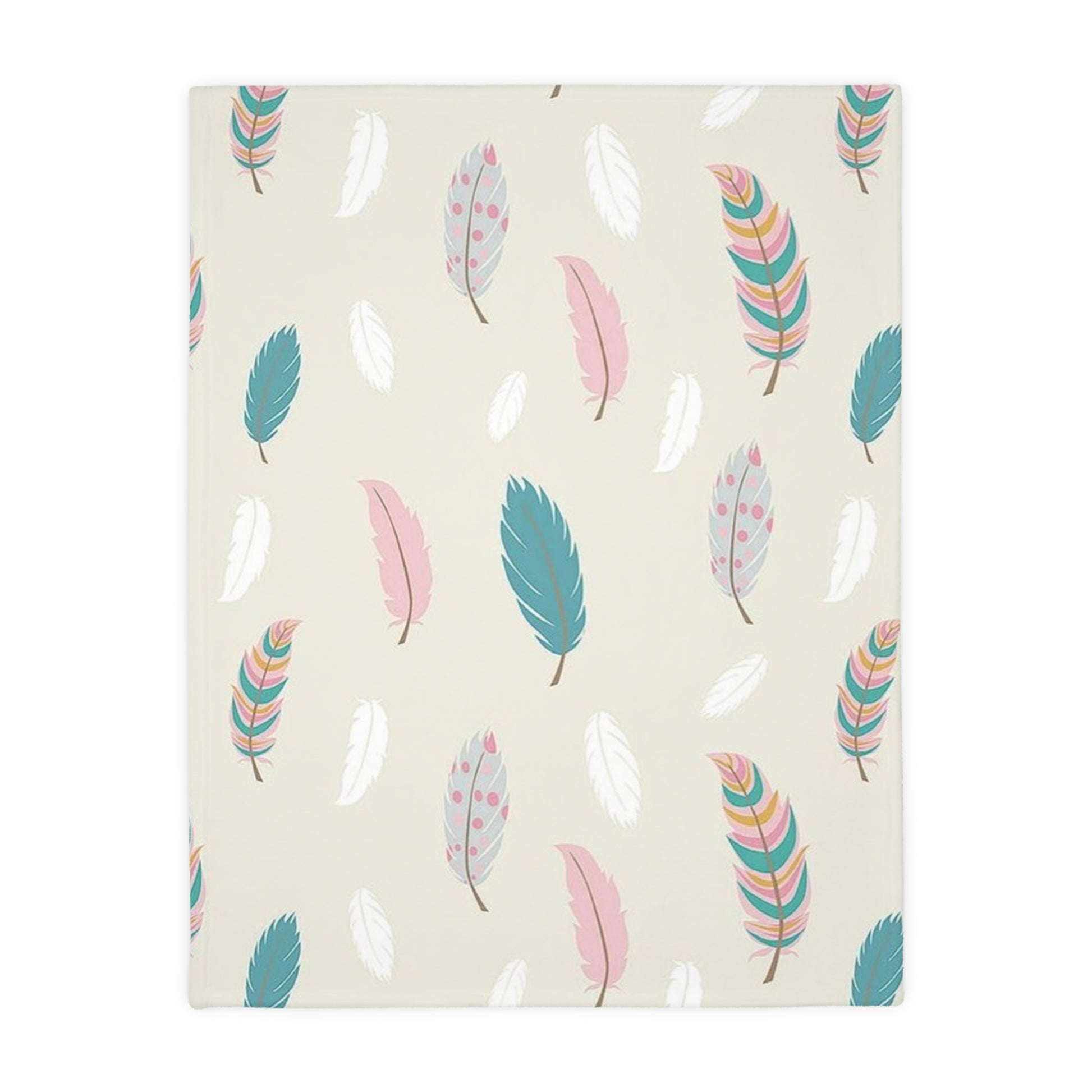 Cozy Velveteen Blanket with Feather Print