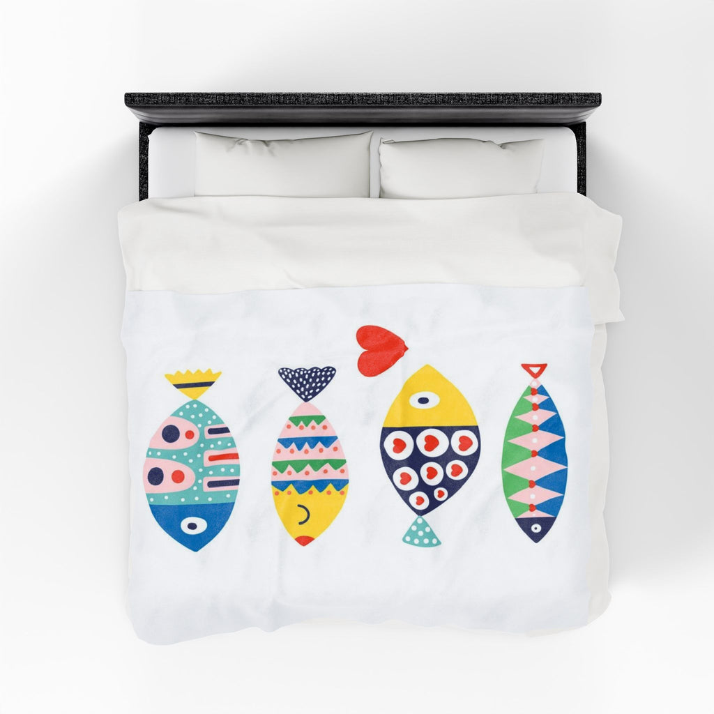 Colorful Fish Velveteen Plush Blanket