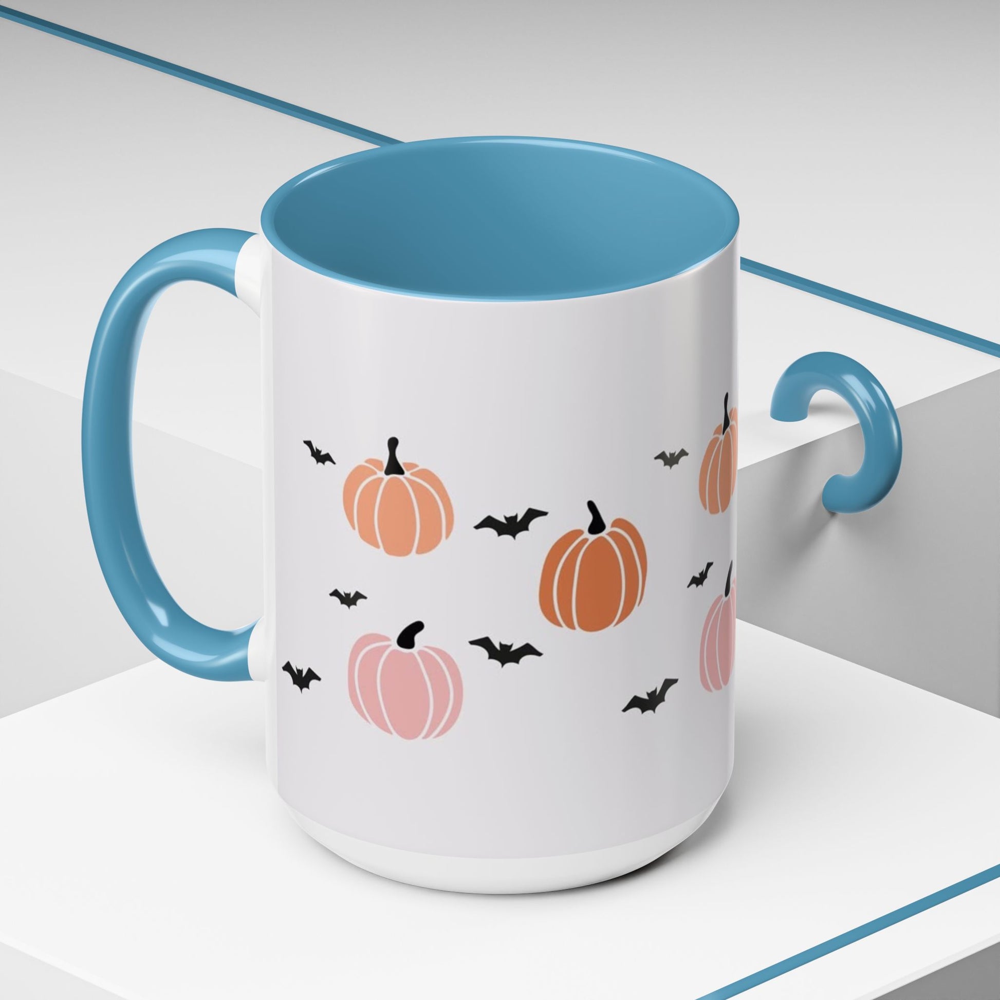 Halloween Accent Coffee Mug with Pumpkins and Bats