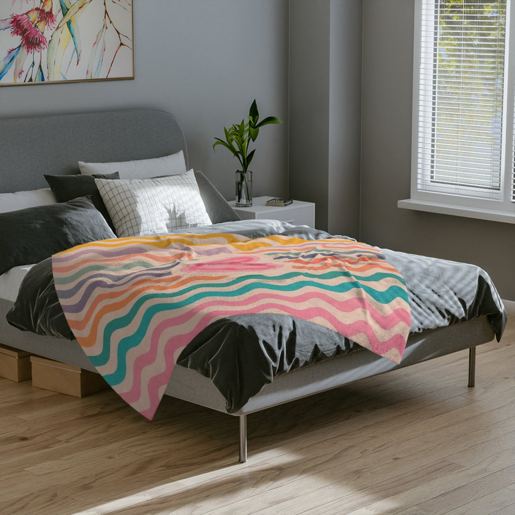 Colorful Heart Pattern Velveteen Microfiber Blanket