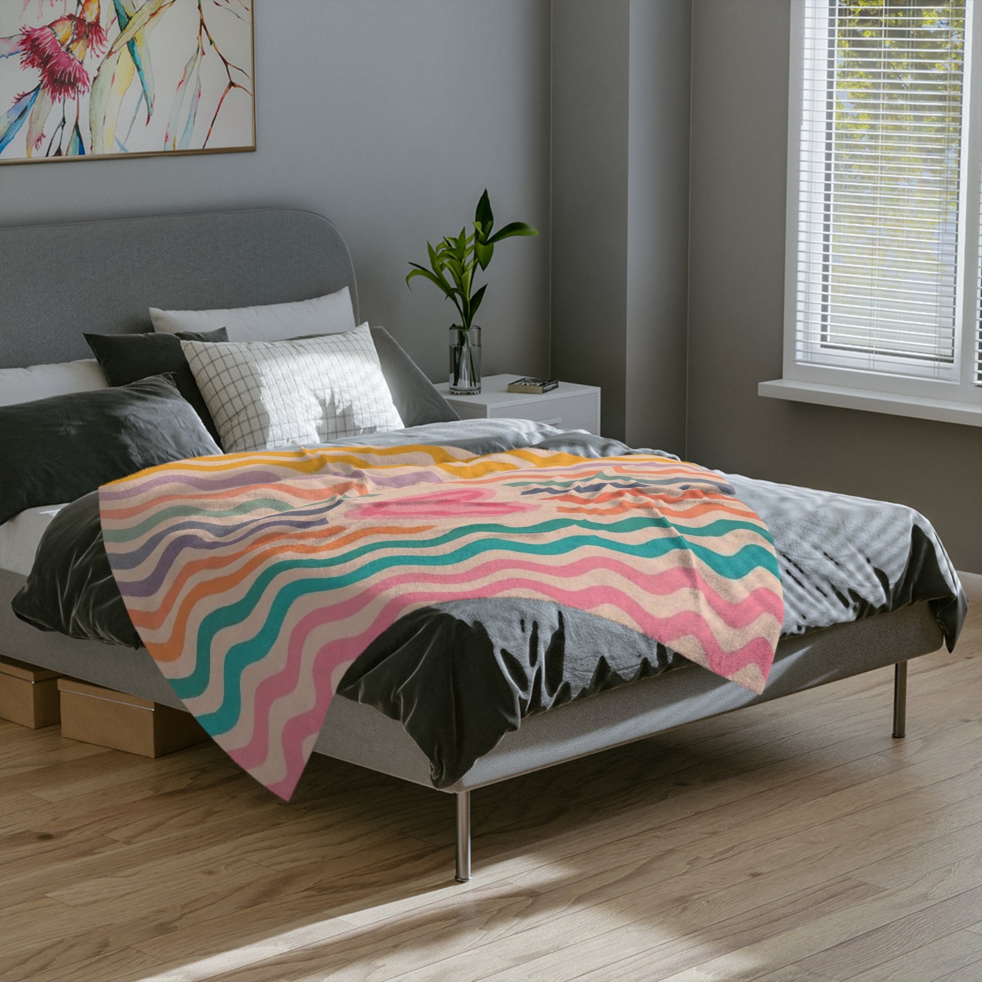 Colorful Heart Pattern Velveteen Microfiber Blanket