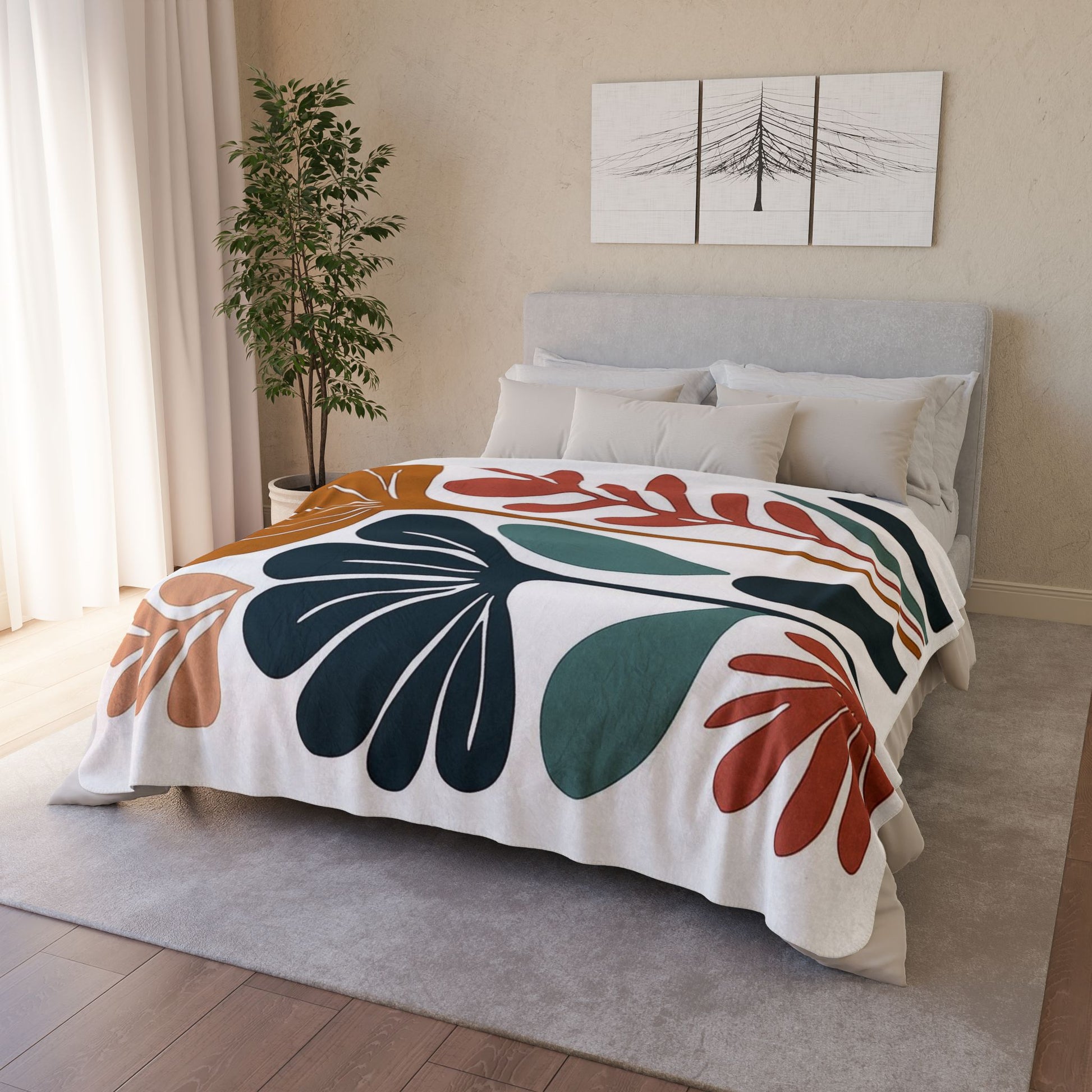 Cozy Floral Sherpa Blanket - Soft Fleece Throw