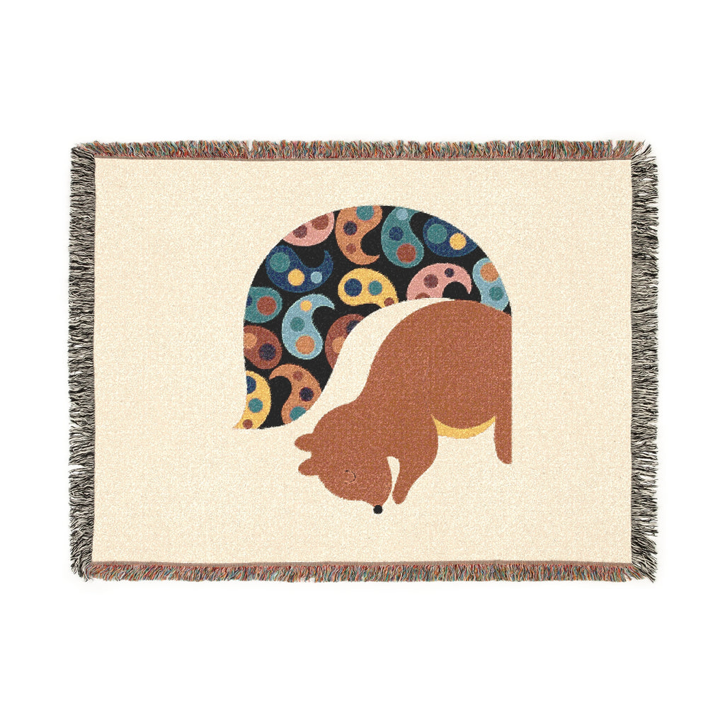 Squirrel Silhouette Woven Blanket