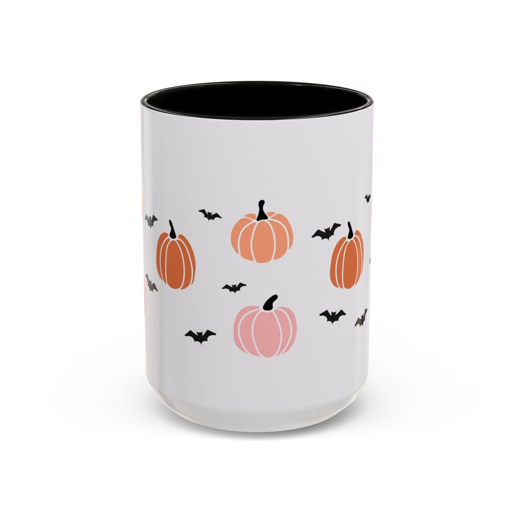 Halloween Accent Coffee Mug with Pumpkins and Bats