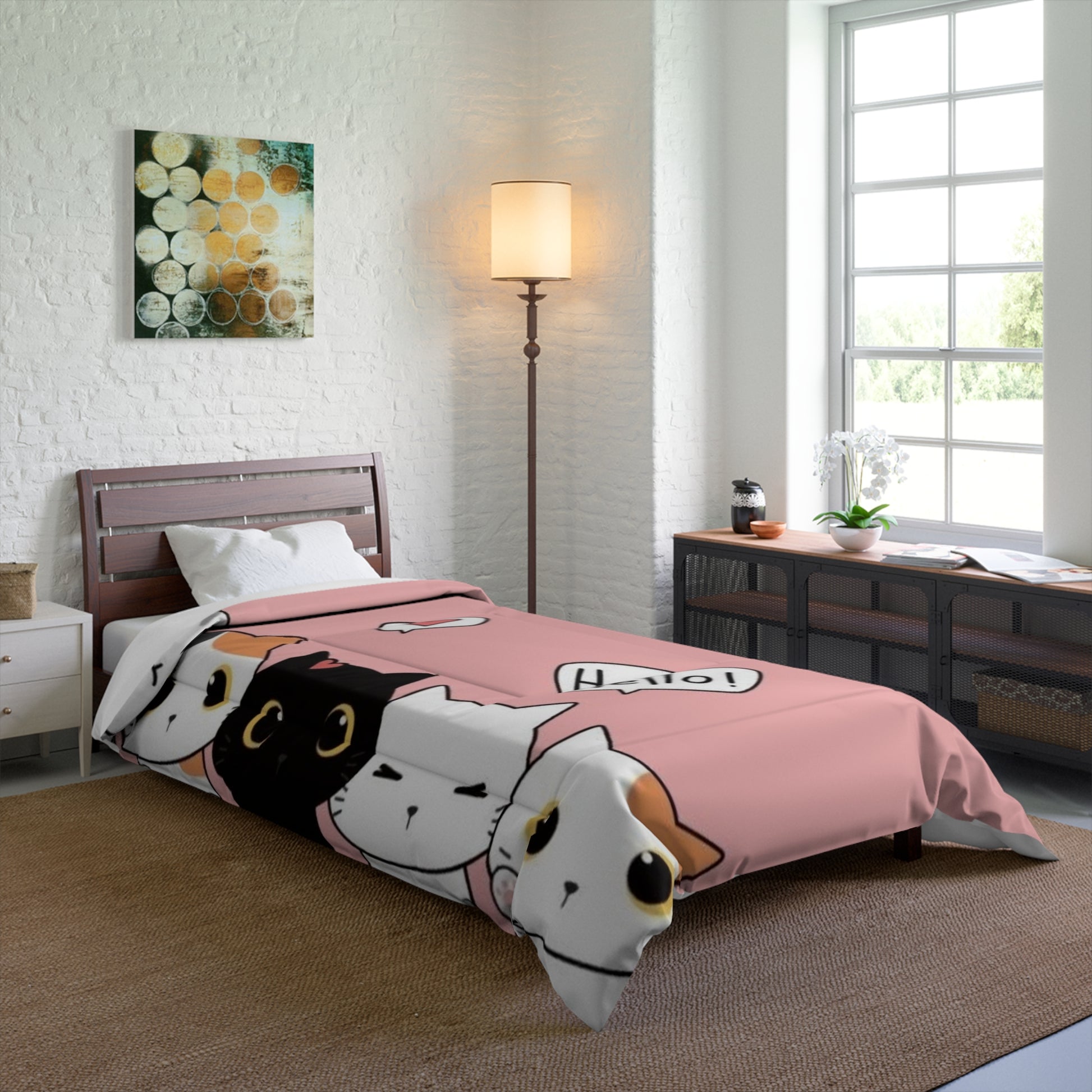 Cute Cat Comforter, Cozy Cat-Themed Bed Cover