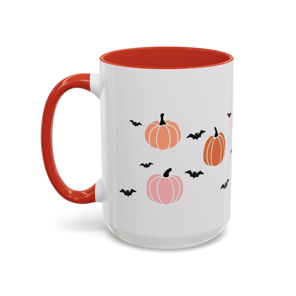 Halloween Accent Coffee Mug with Pumpkins and Bats