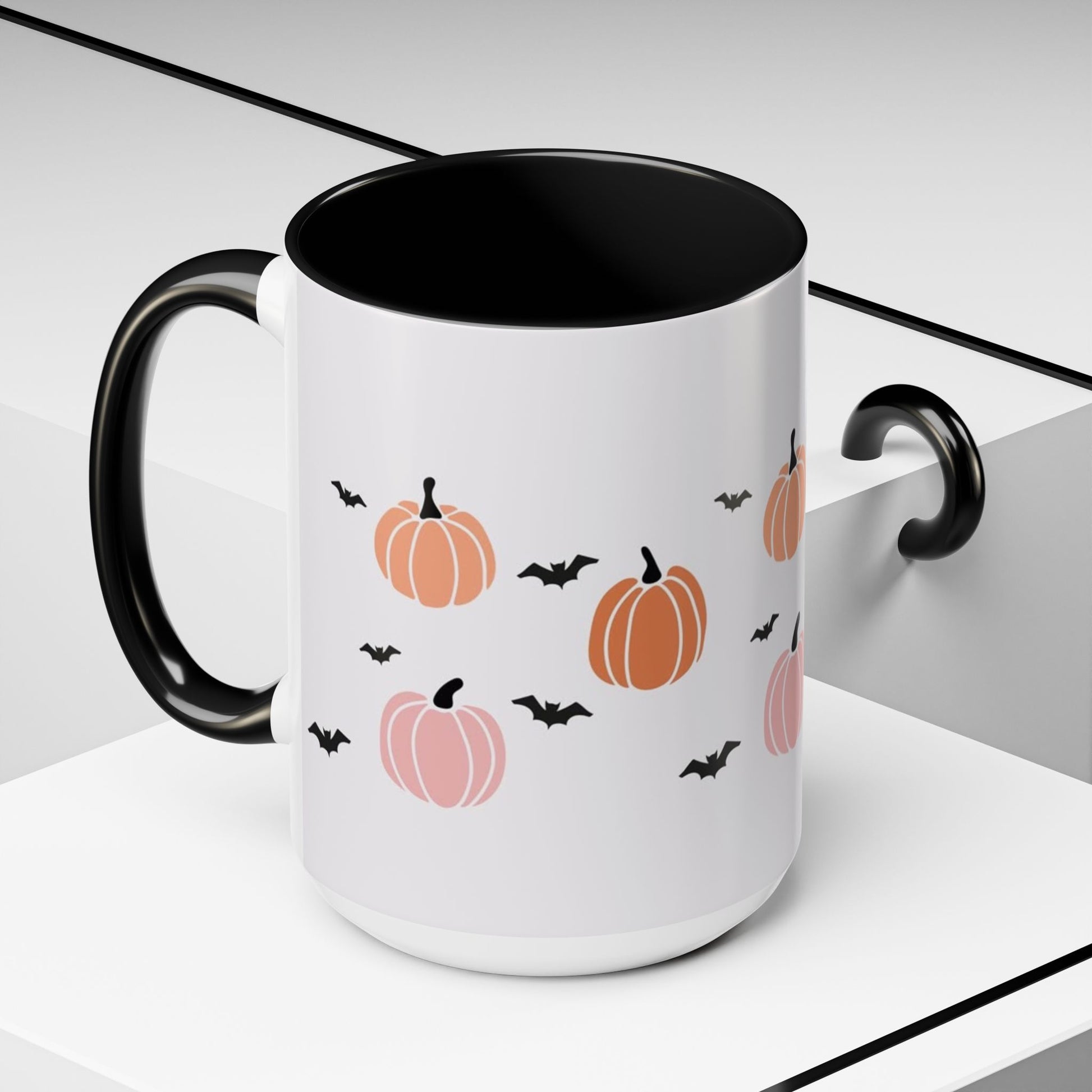 Halloween Accent Coffee Mug with Pumpkins and Bats