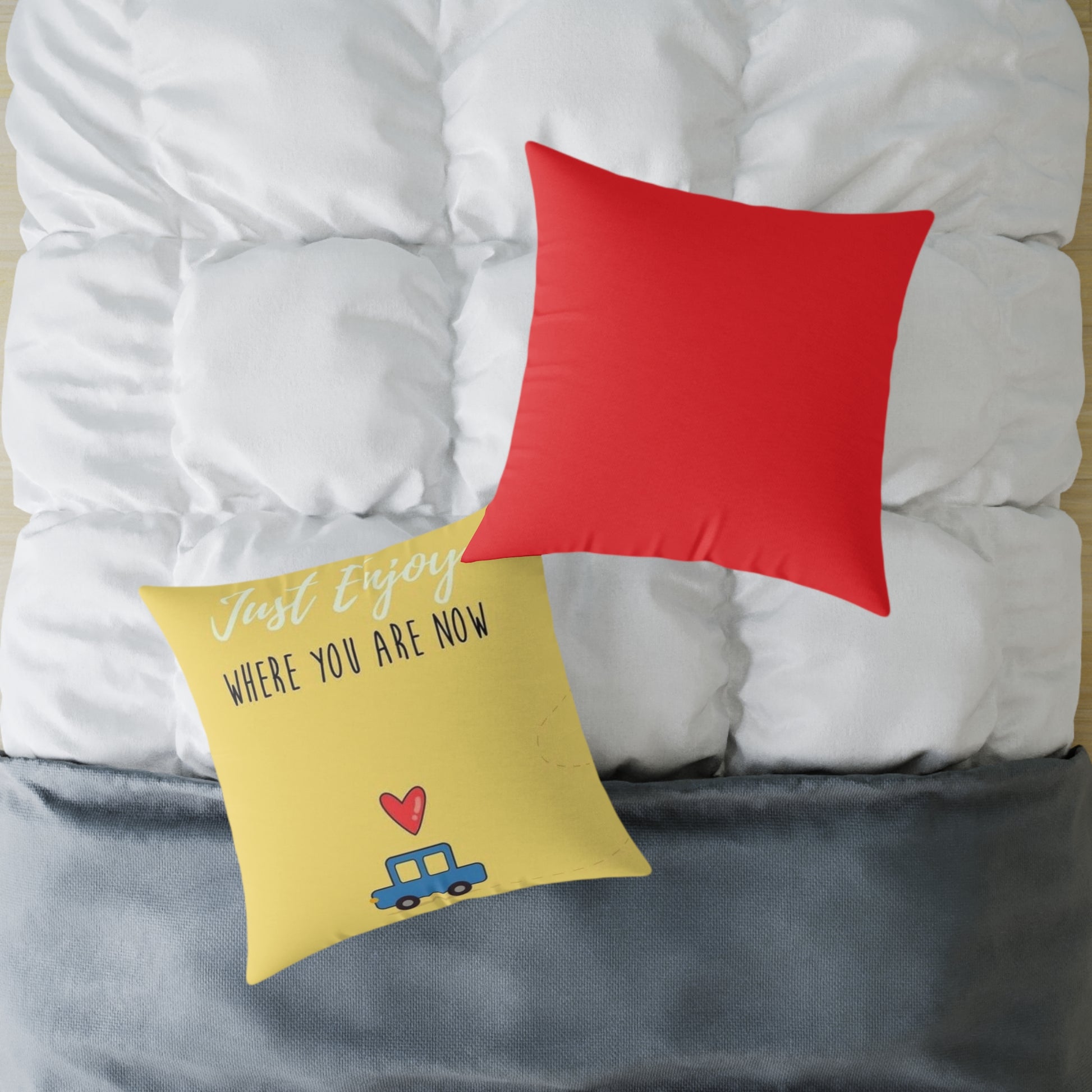 Cozy Motivational Pillow | Just Enjoy Where You Are Now
