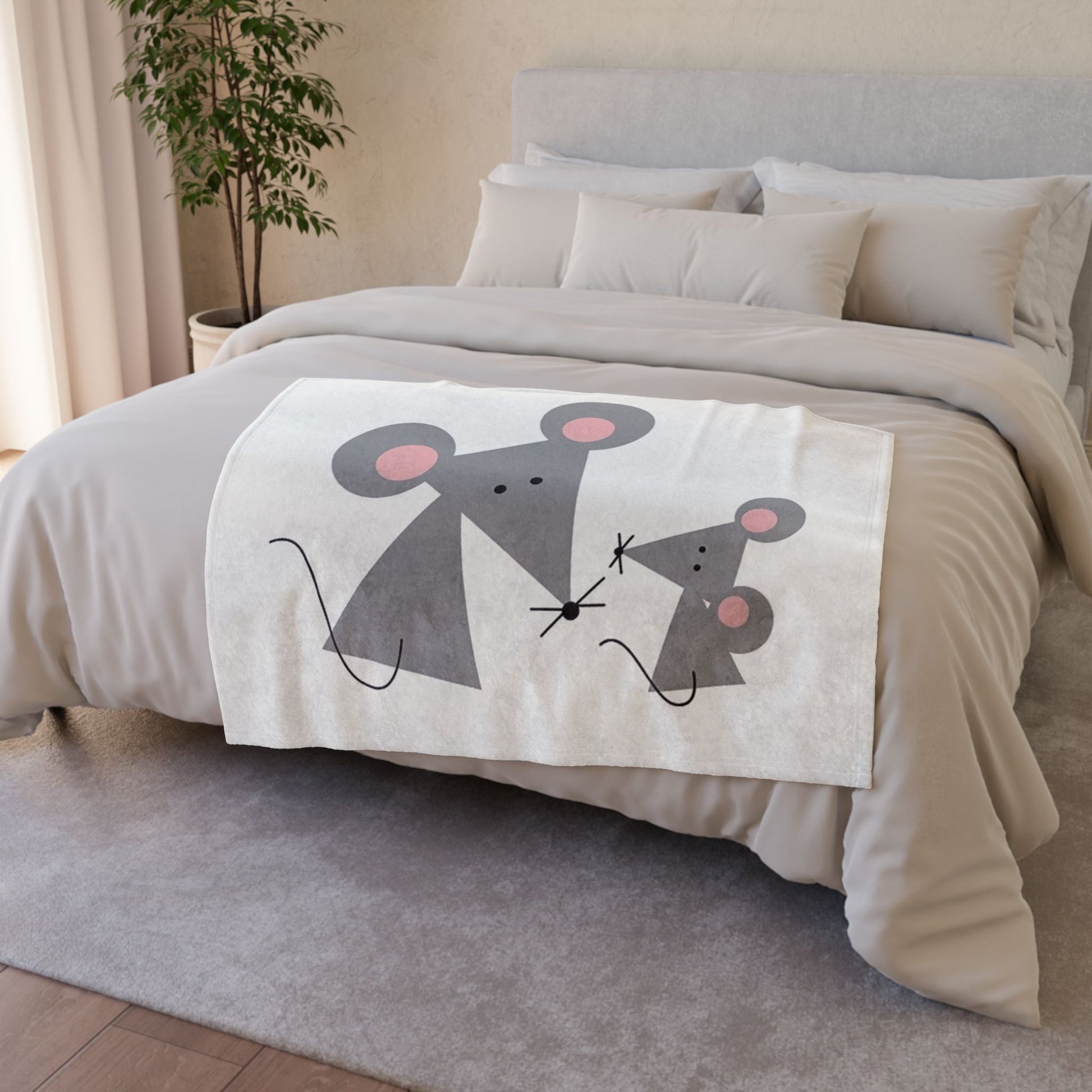 Adorable Mouse Family Blanket | Soft Polyester Throw |
