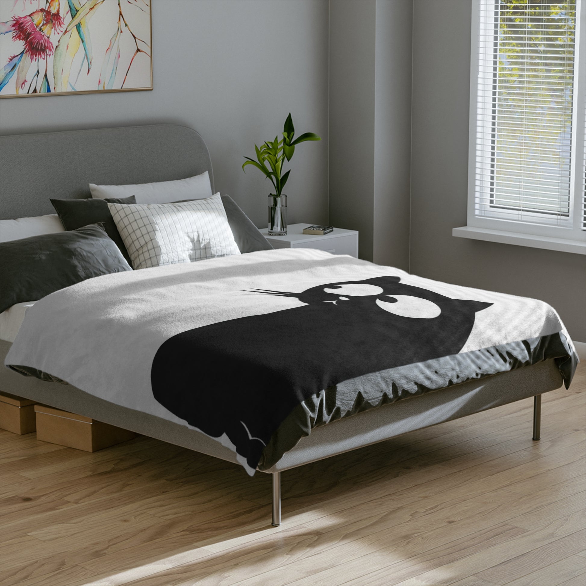 Cozy Cat-Themed Velveteen Blanket