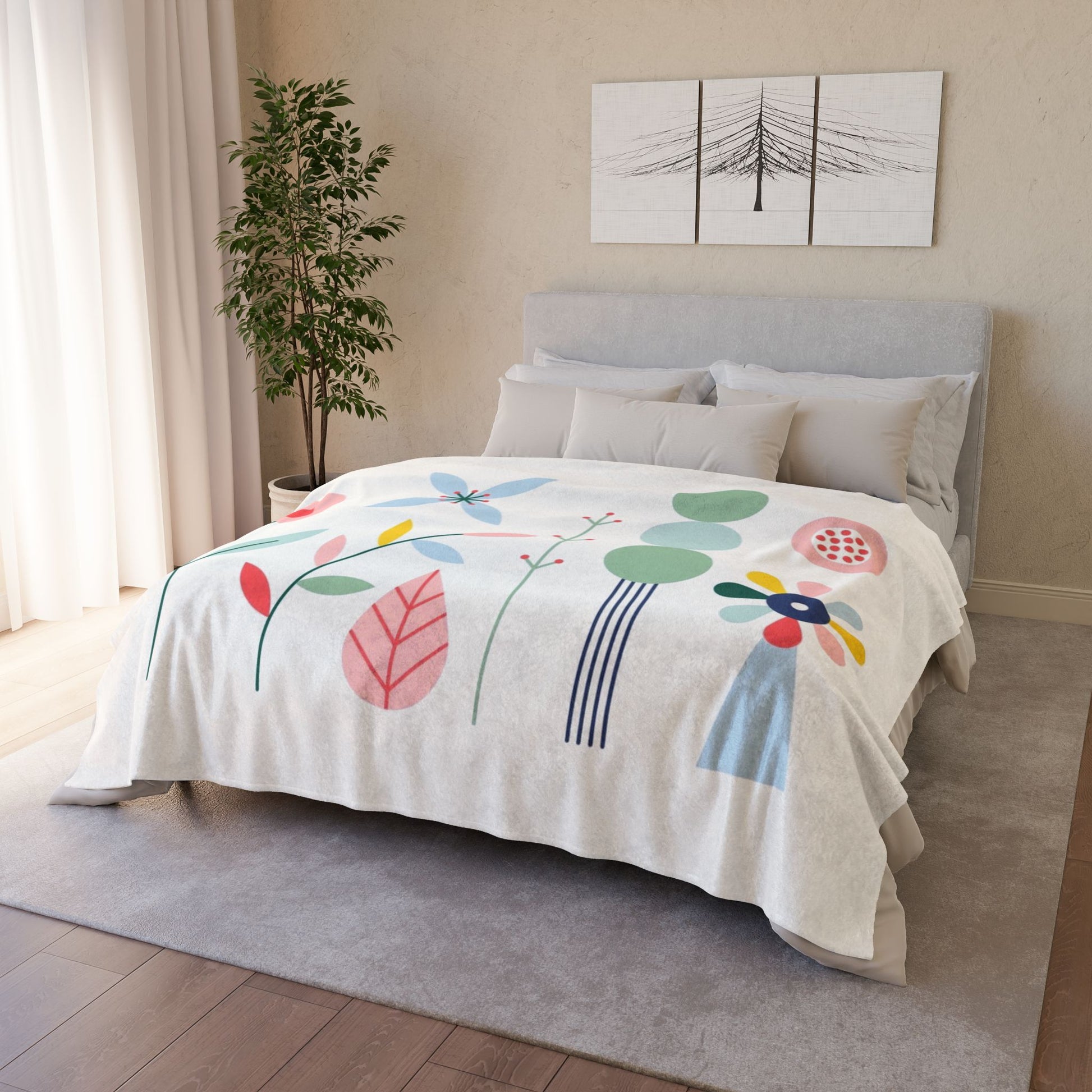 Colorful Floral Throw Blanket - Cozy Home Decor