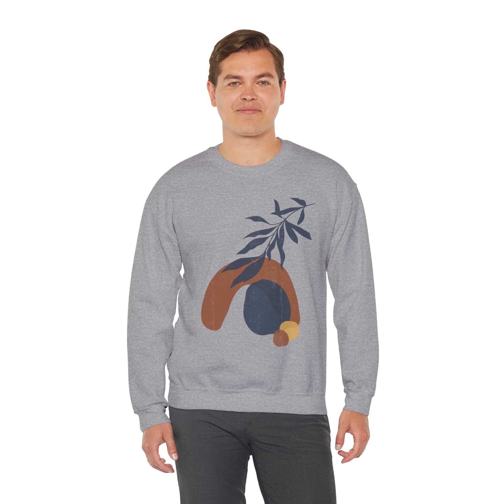 Artistic Leaf Design Crewneck Sweatshirt