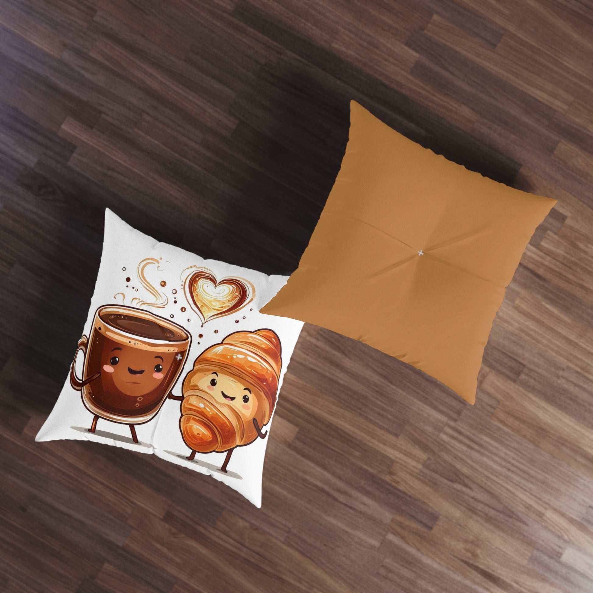 Coffee & Croissant Tufted Floor Pillow