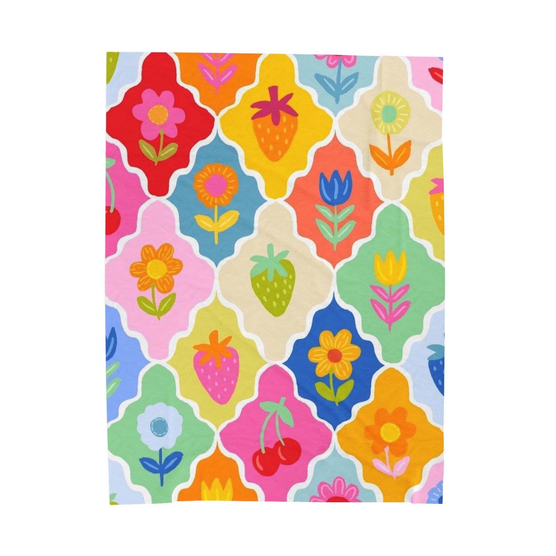 Colorful Floral Velveteen Plush Blanket