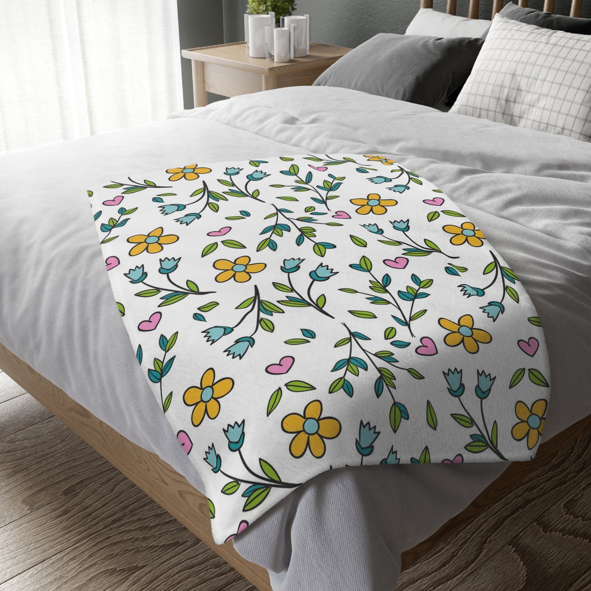 Floral Velveteen Blanket - Cozy Blanket