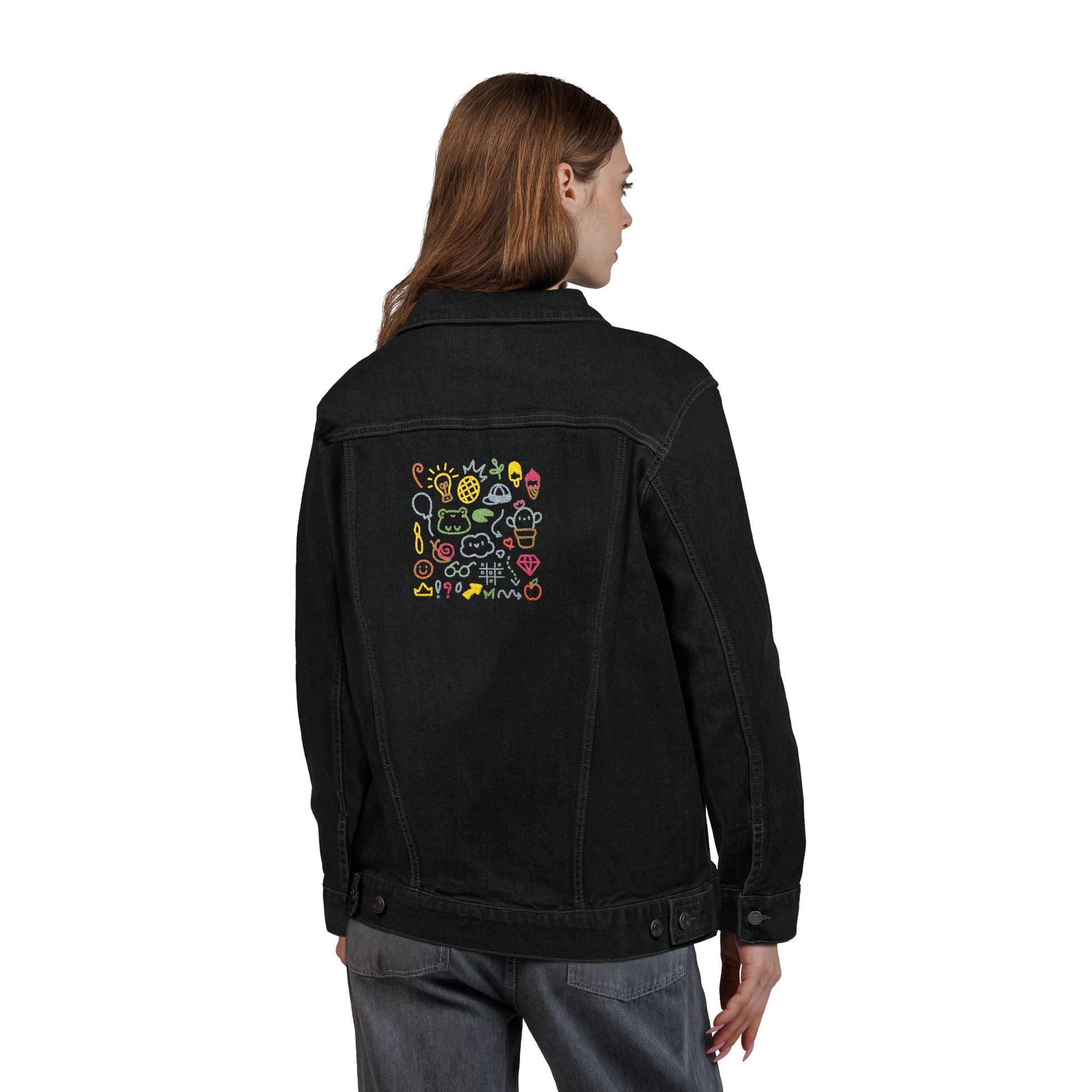 Playful Embroidered Unisex Denim Jacket