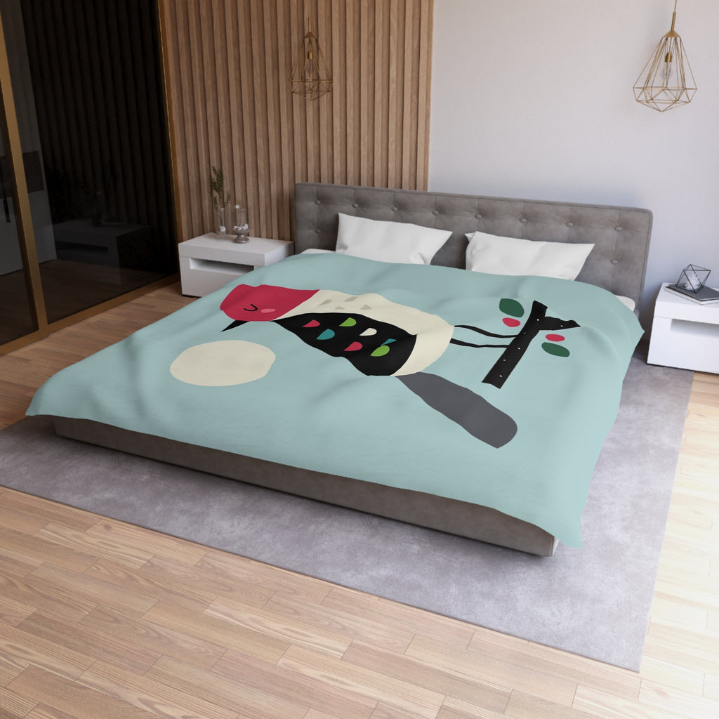 Cute Bird Pattern Microfiber Duvet Cover