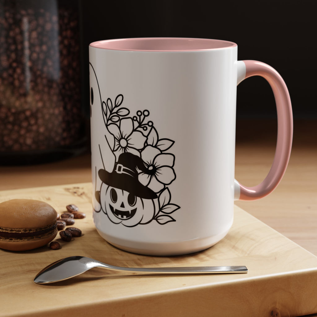 Spooky Halloween Coffee Mug - Ghost and Pumpkin Design