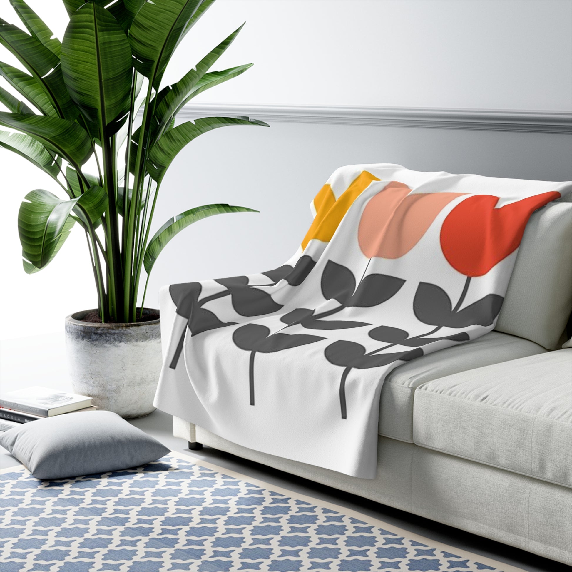 Cozy Floral Sherpa Fleece Blanket