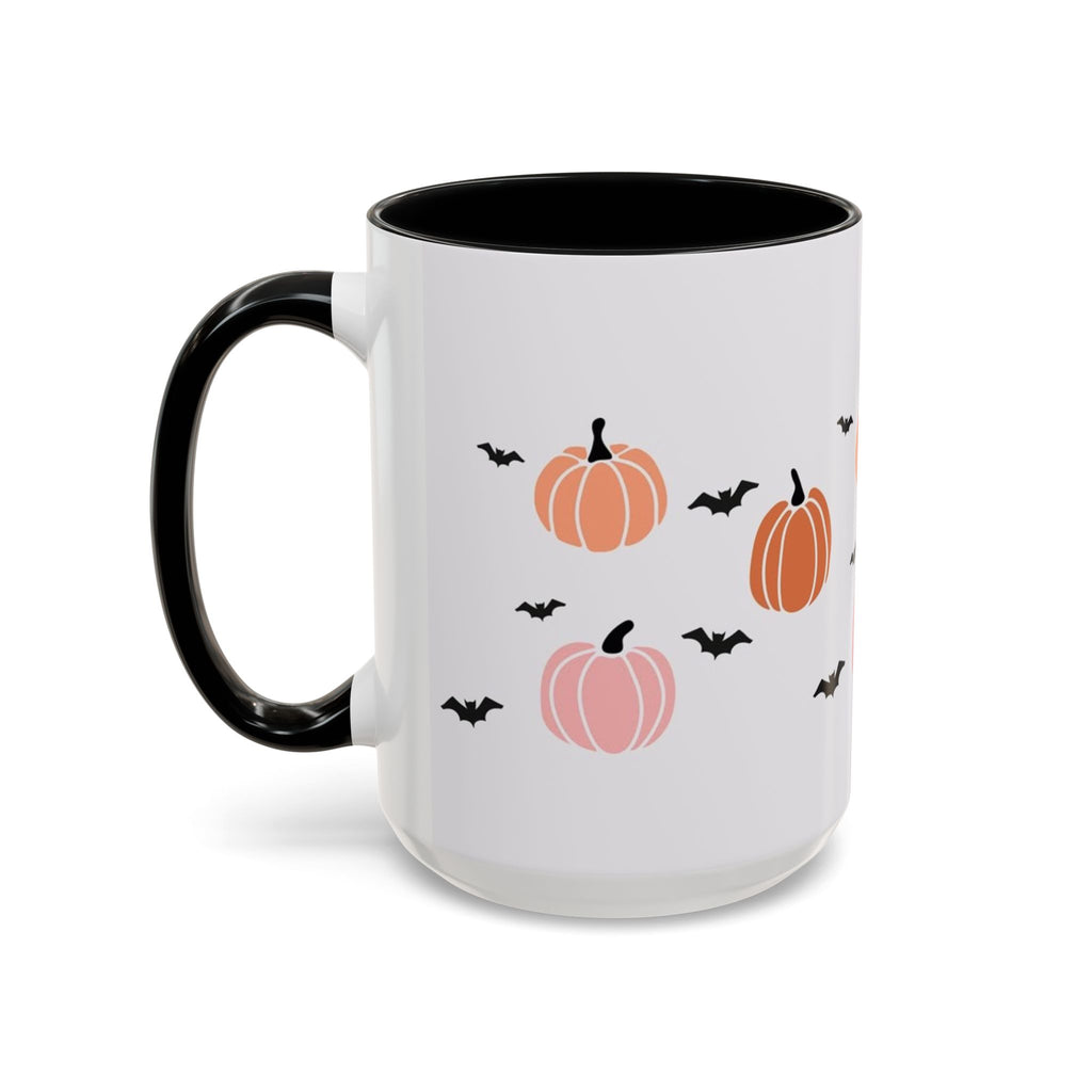 Halloween Accent Coffee Mug with Pumpkins and Bats