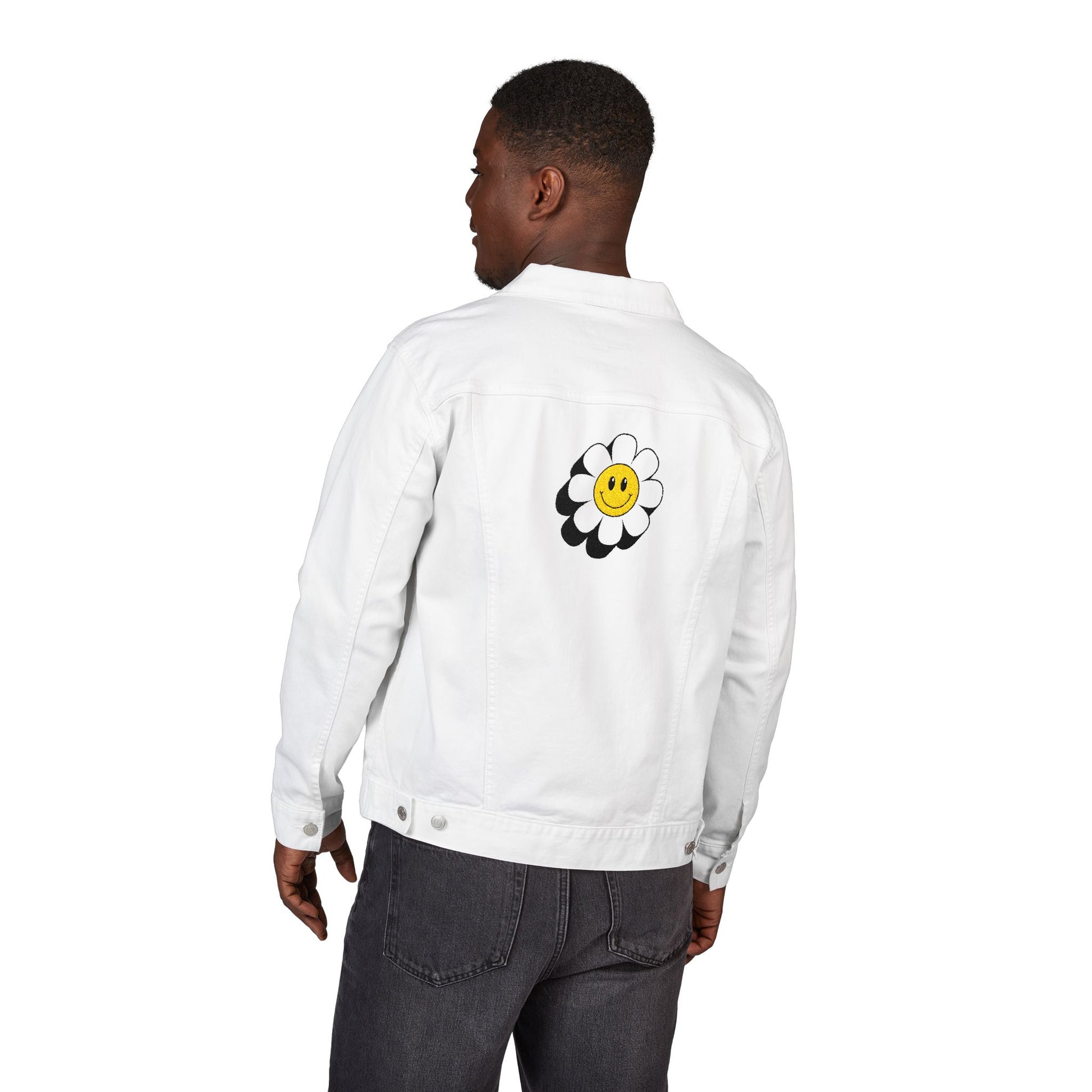 Sunny Flower Embroidered Unisex Denim Jacket