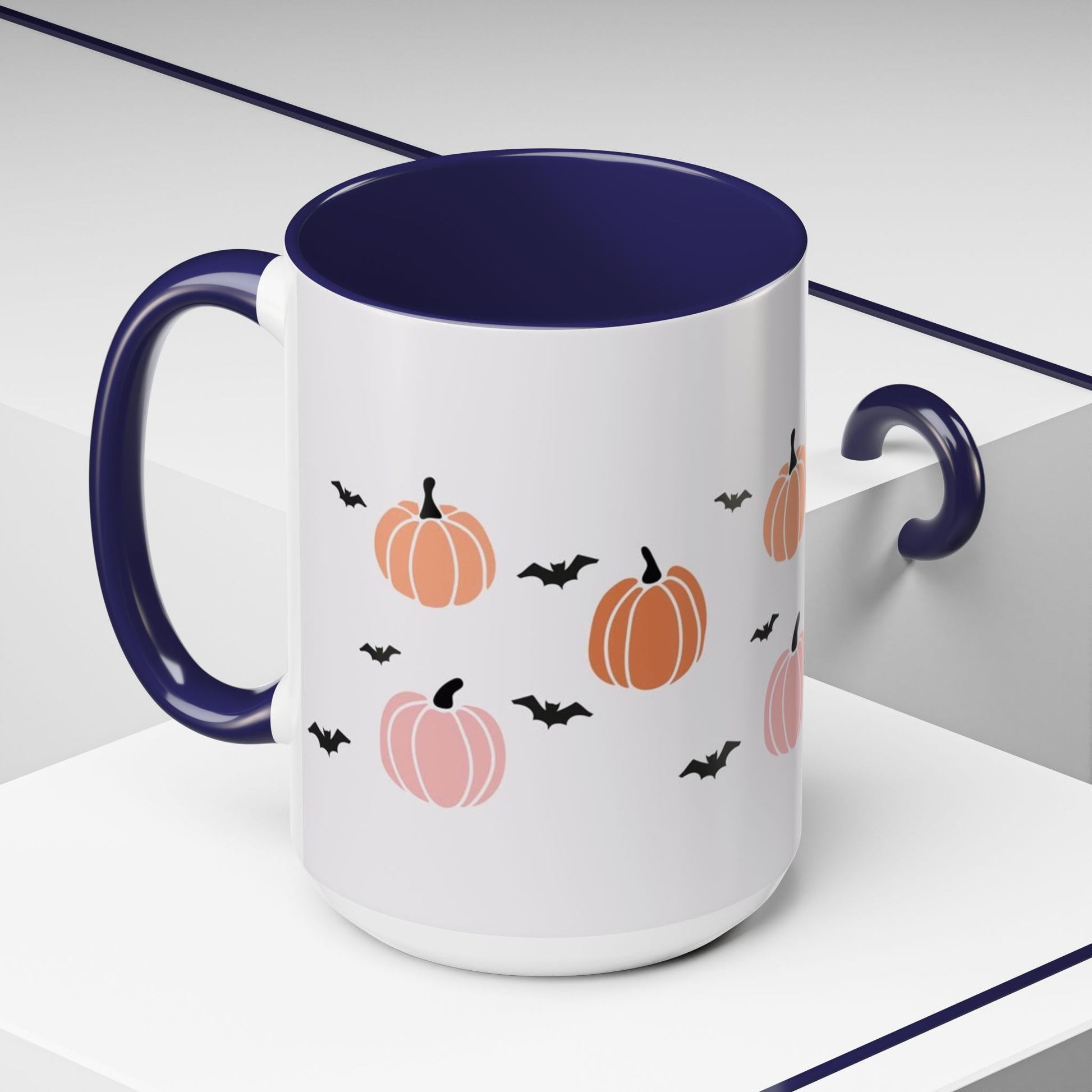 Halloween Accent Coffee Mug with Pumpkins and Bats