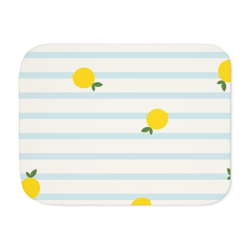 Cozy Sherpa Blanket - Lemon Stripes, Soft Throw
