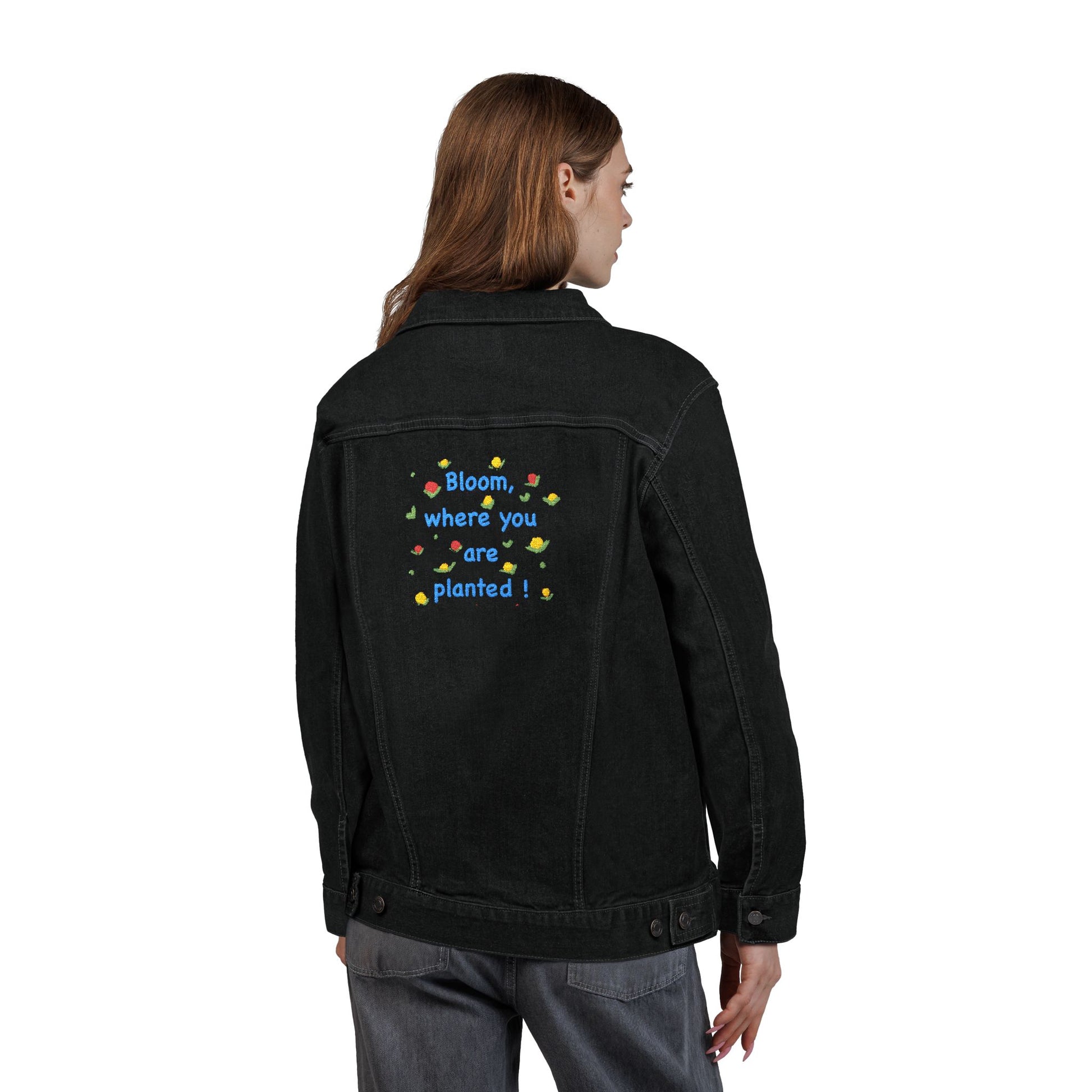 Embroidered floral design unisex Denim Jacket