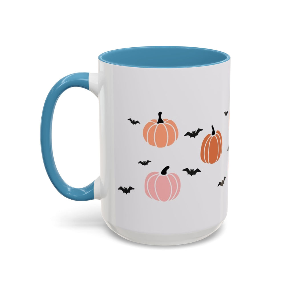 Halloween Accent Coffee Mug with Pumpkins and Bats