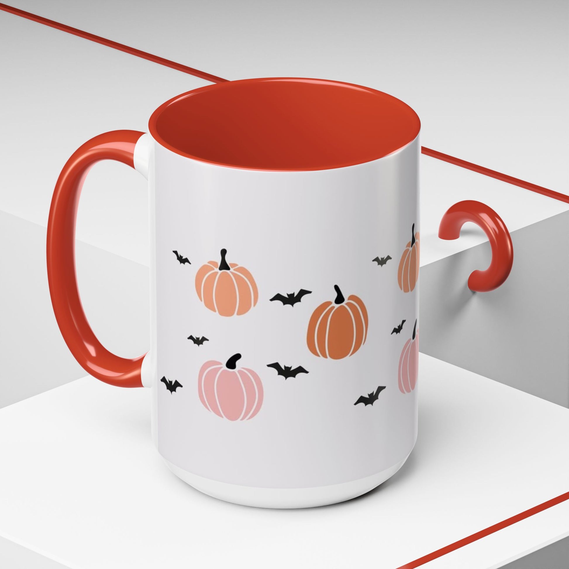 Halloween Accent Coffee Mug with Pumpkins and Bats