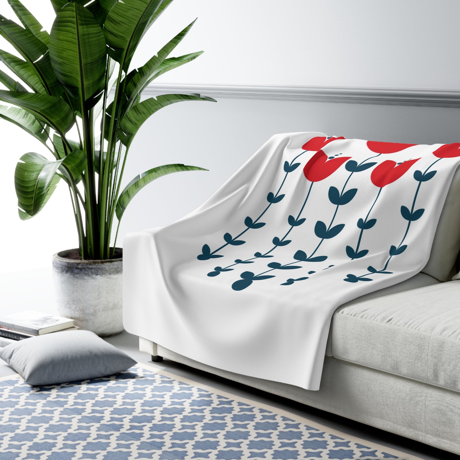Cozy Floral Sherpa Fleece Blanket